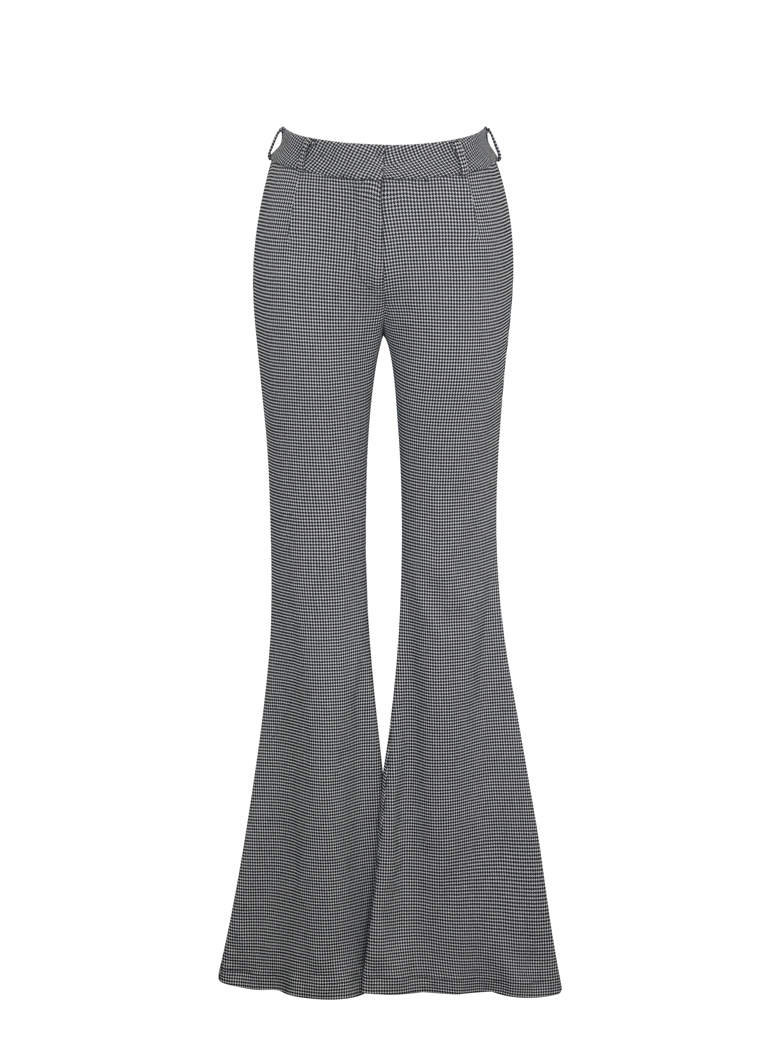 Ulli Micro-Houndstooth Flared Pants