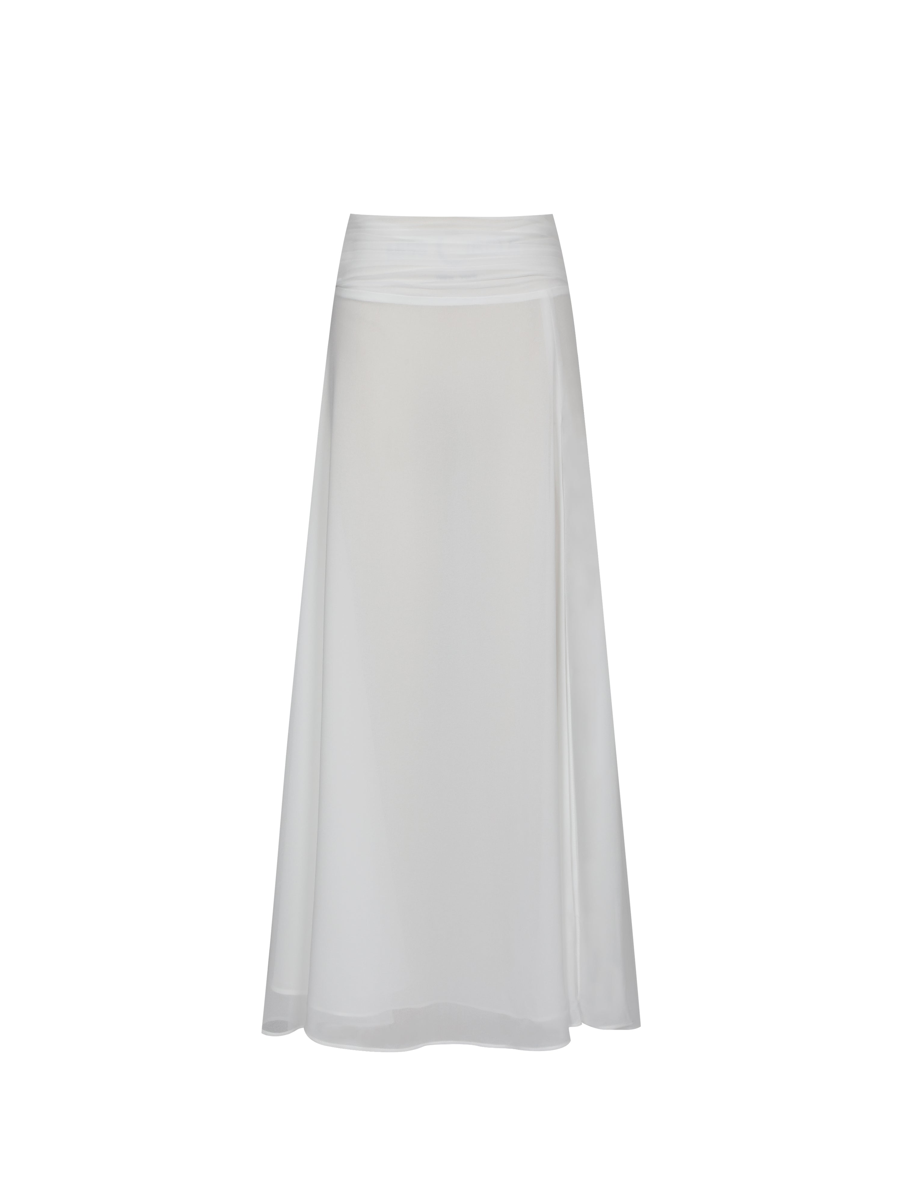Yanna White Chiffon High-Low Maxi Skirt