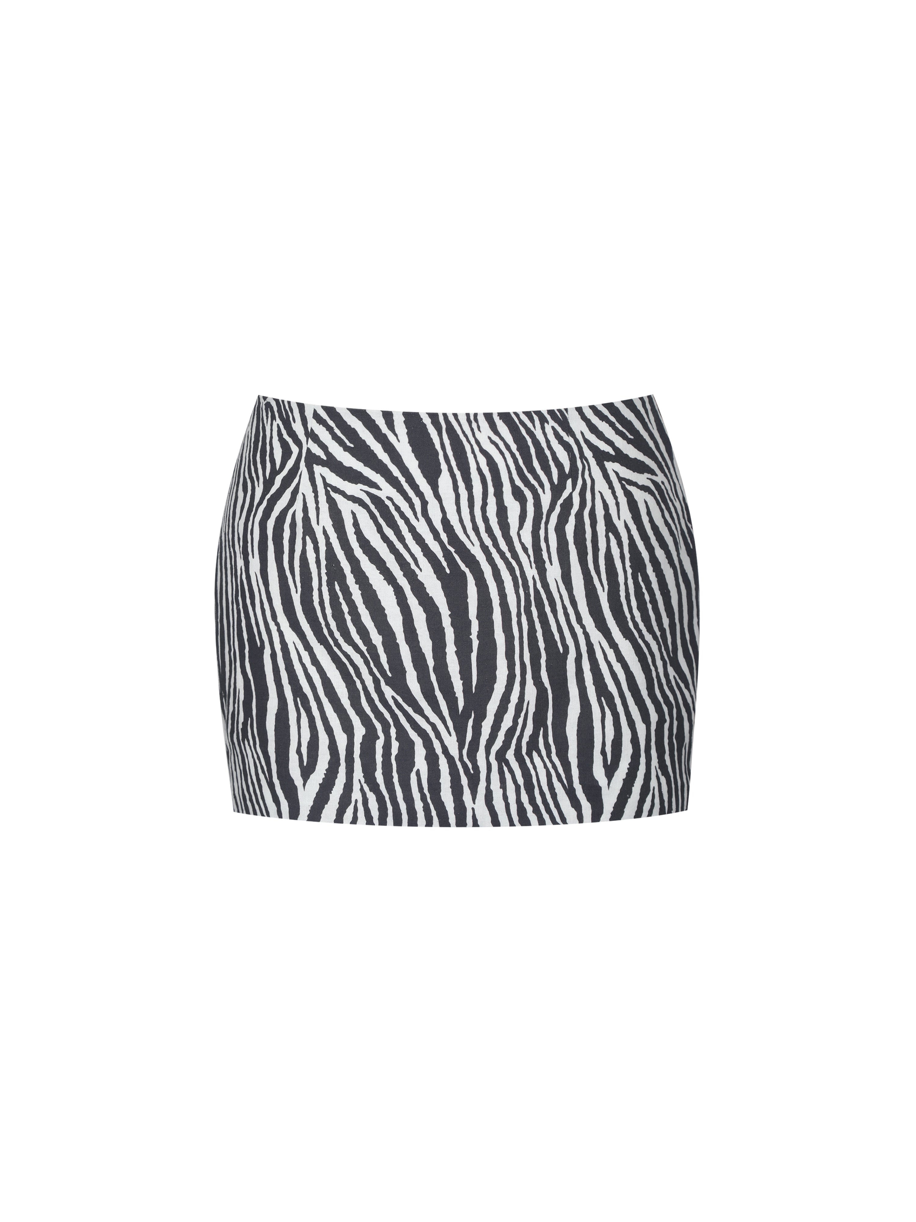 Petrine Zebra Linen Print Low-Waisted Mini Skirt