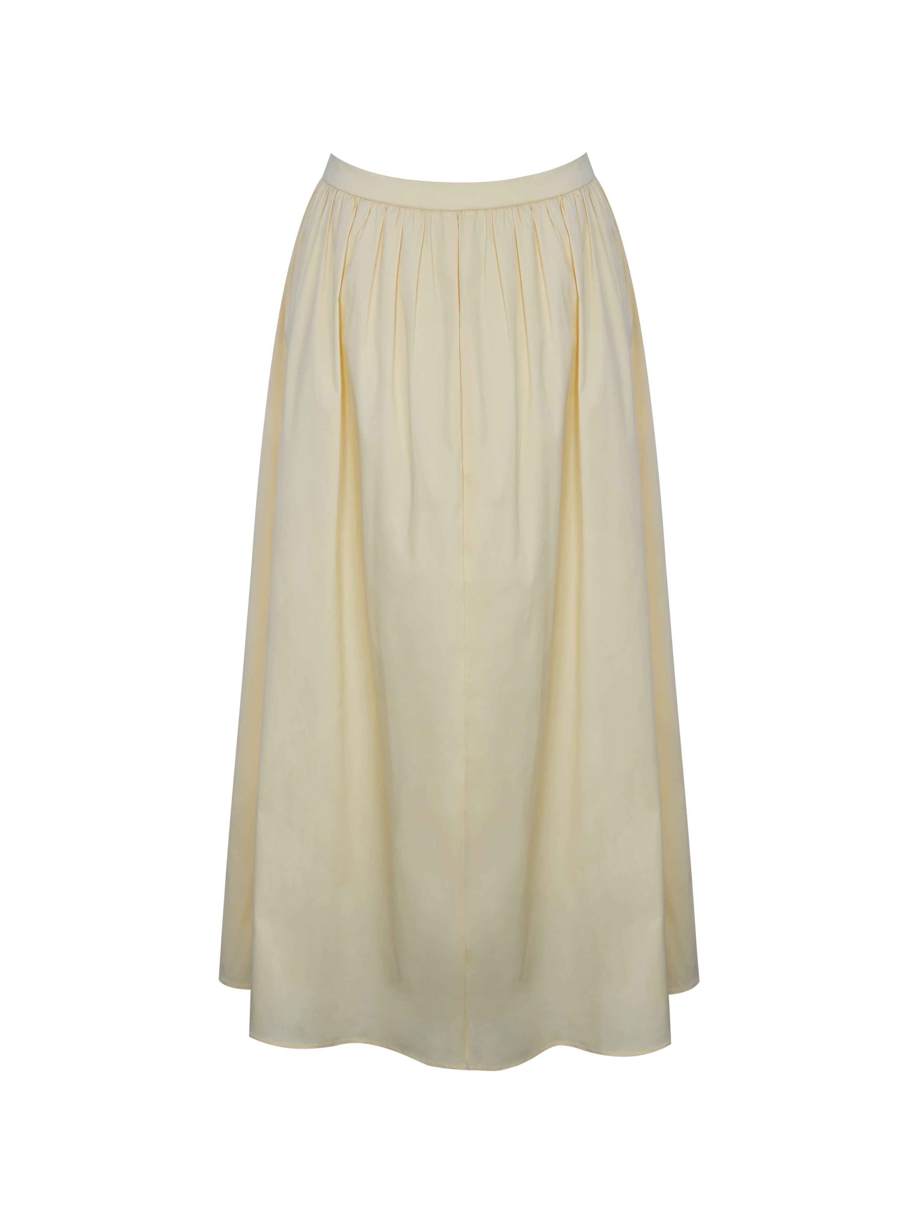 Wina Lemon Yellow Cotton Poplin Low-Waisted Maxi Skirt
