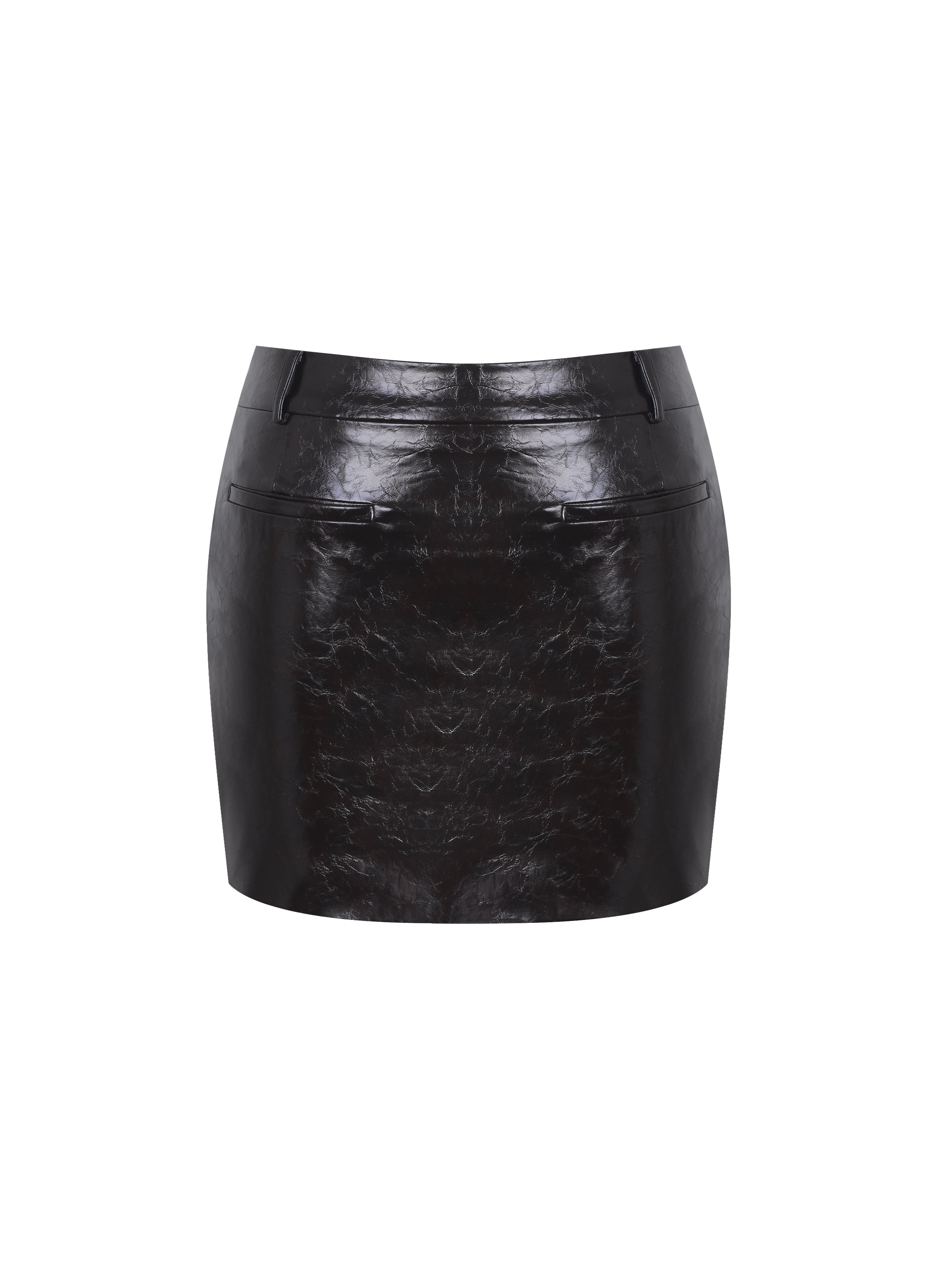 Vivian Mocha Faux Leather Low-Rise Mini Skirt