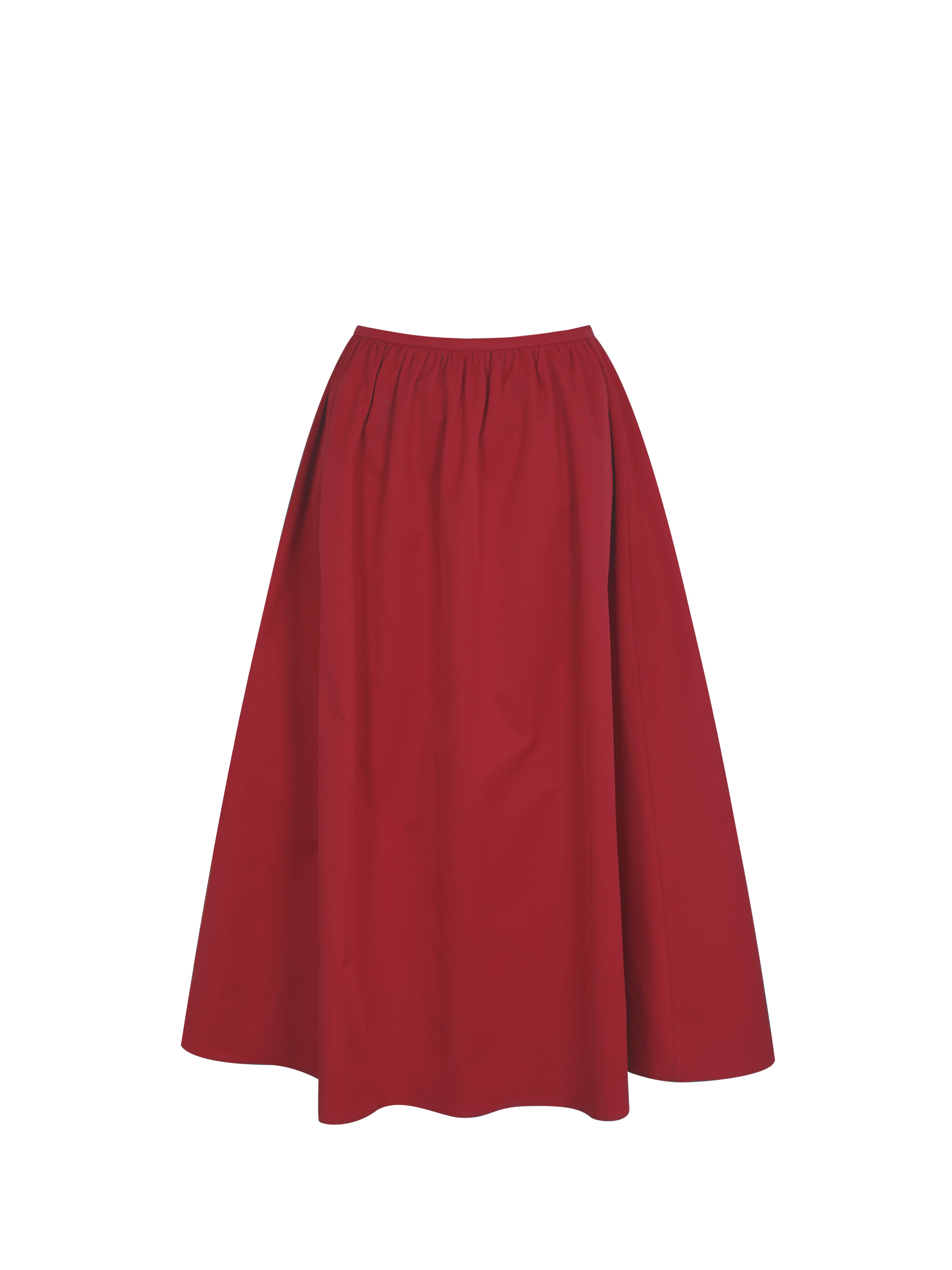 Ursel Crimson Gathered A-Line Midi Skirt