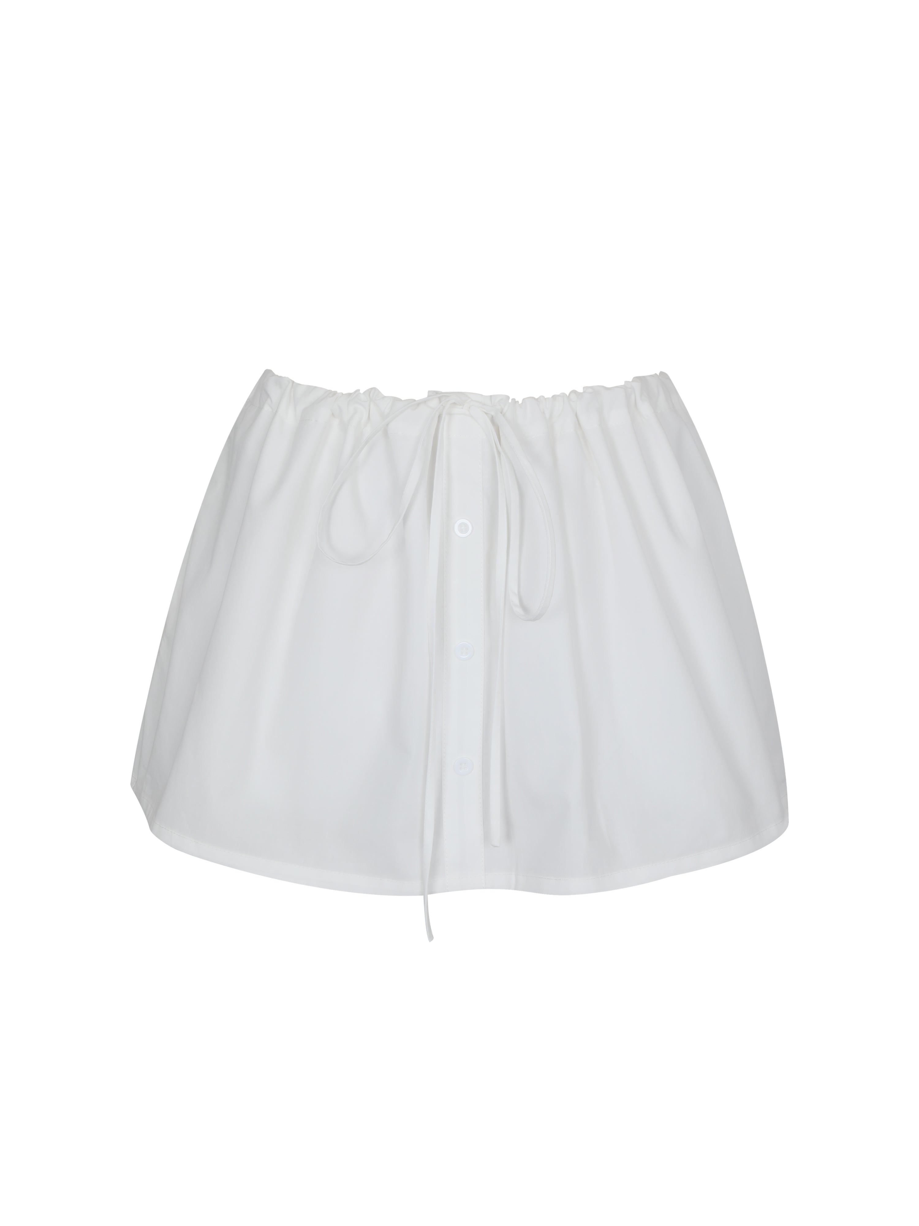 Wavie White Cotton Poplin Adjustable Tie Skort