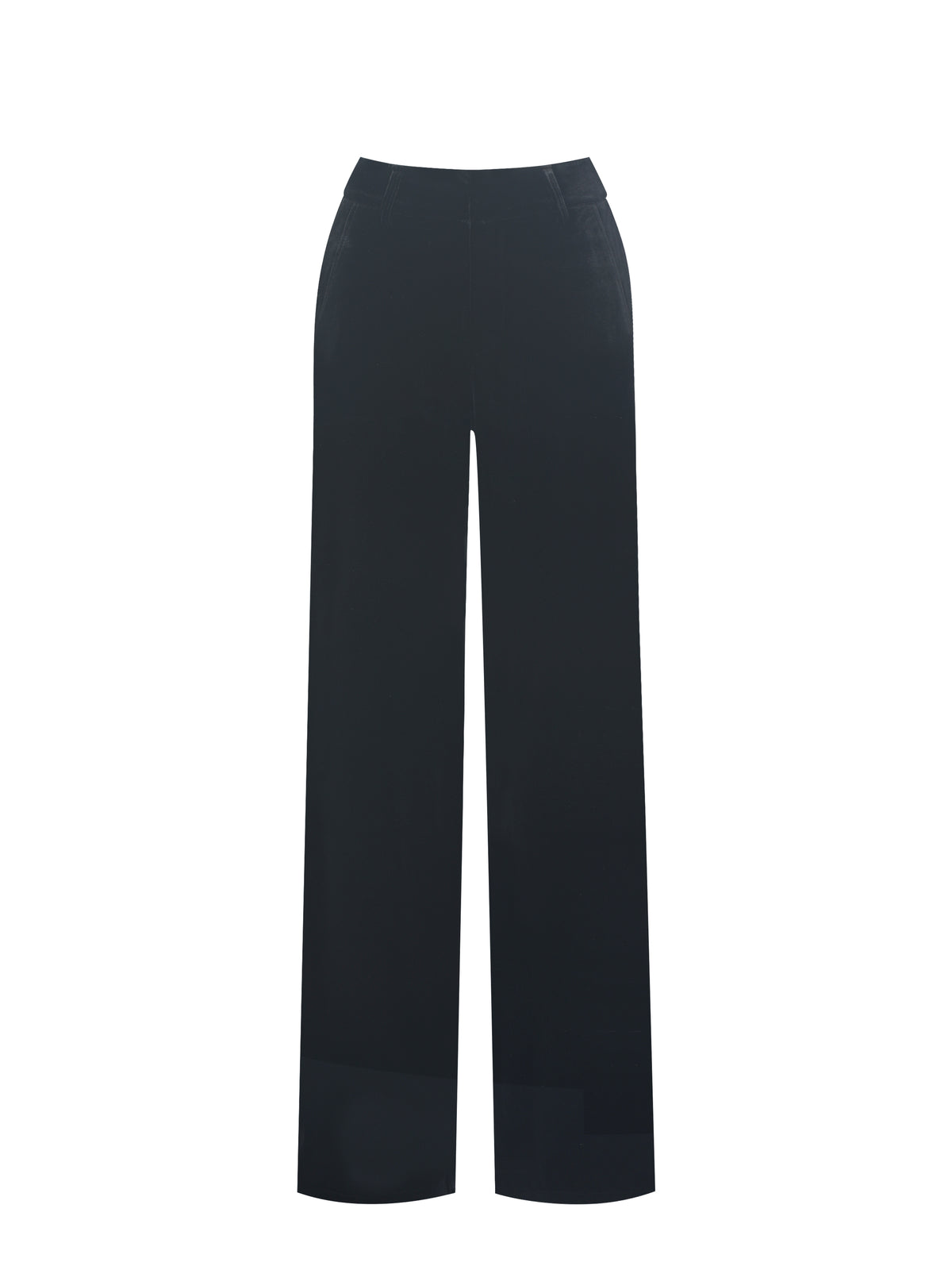 Ronnie Low-Waisted Straight-Leg Black Velvet Pants