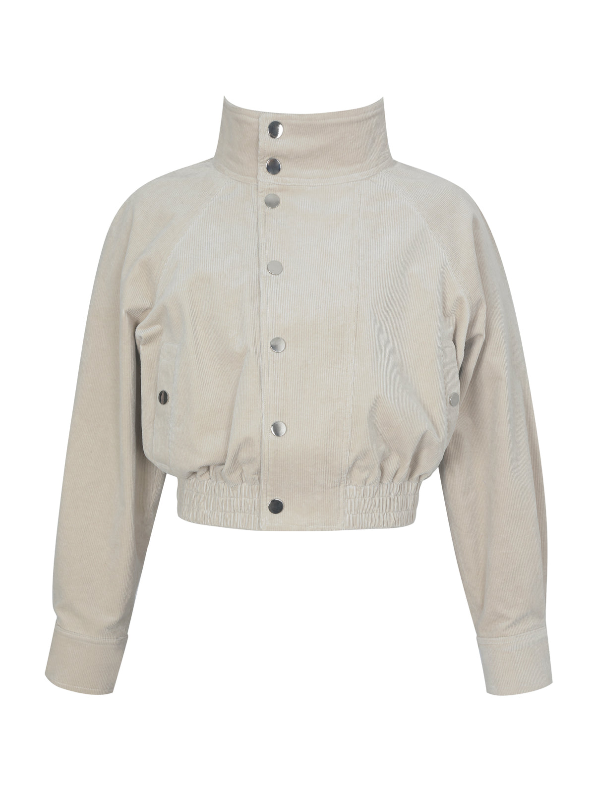 Romilly Beige Cotton Corduroy Funnel Collar Jacket