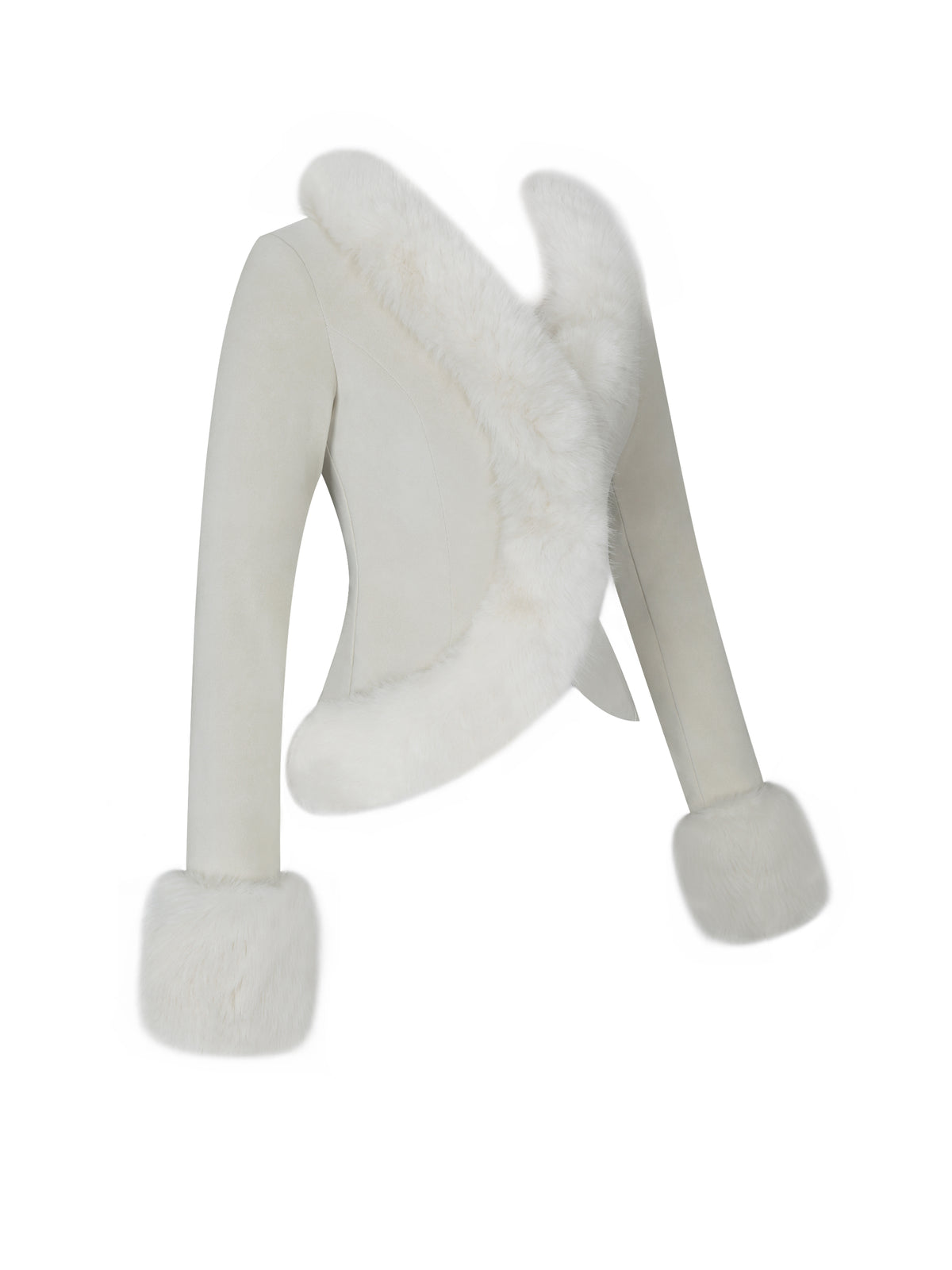 Adrian Cream Soft Leather Fur-Trimmed Top