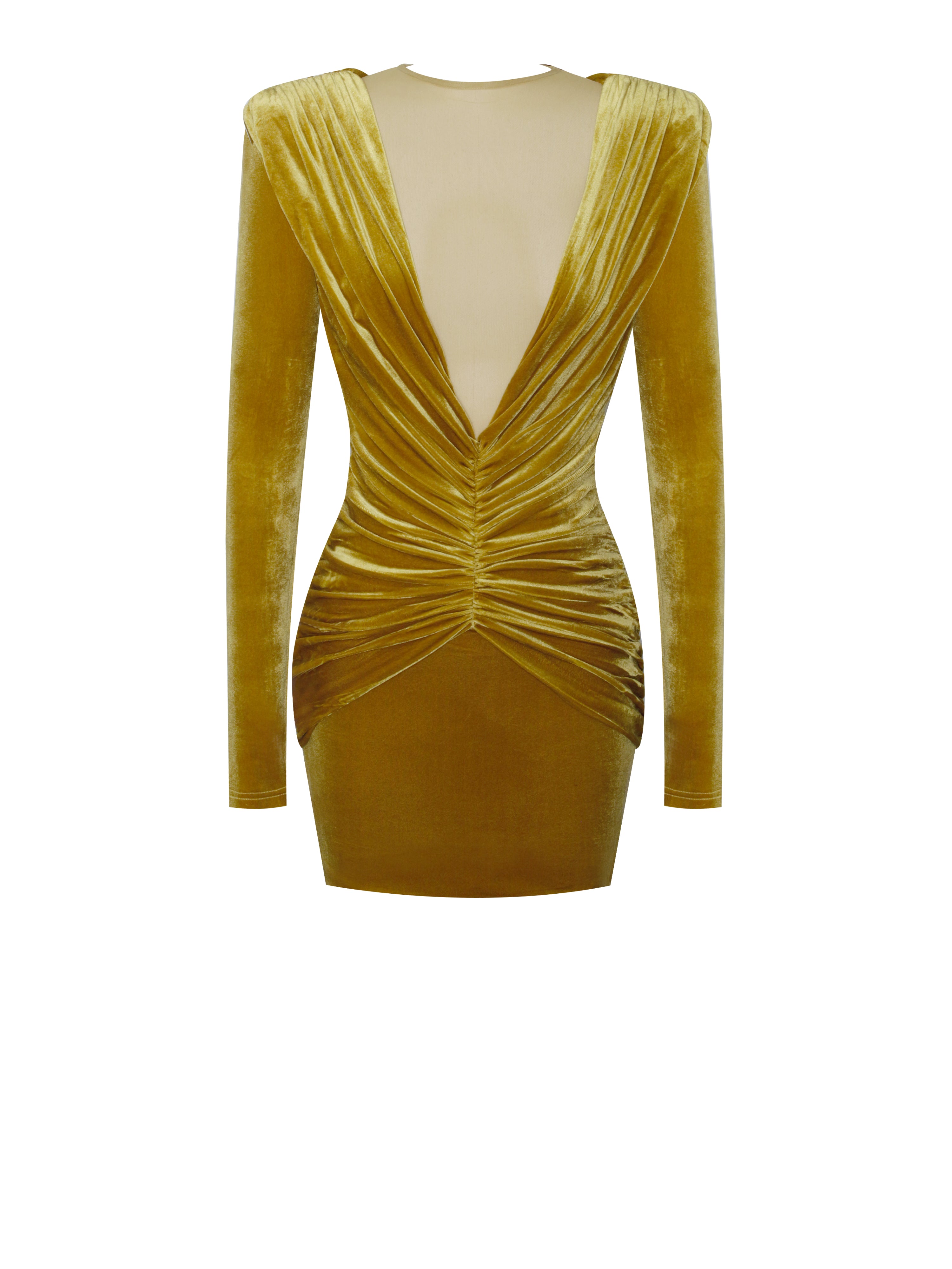 Miss Circle Women Carey Gold Velvet Long Sleeve Mini Dress Miss Circle Women Carey Gold Velvet Long Sleeve Mini Dress