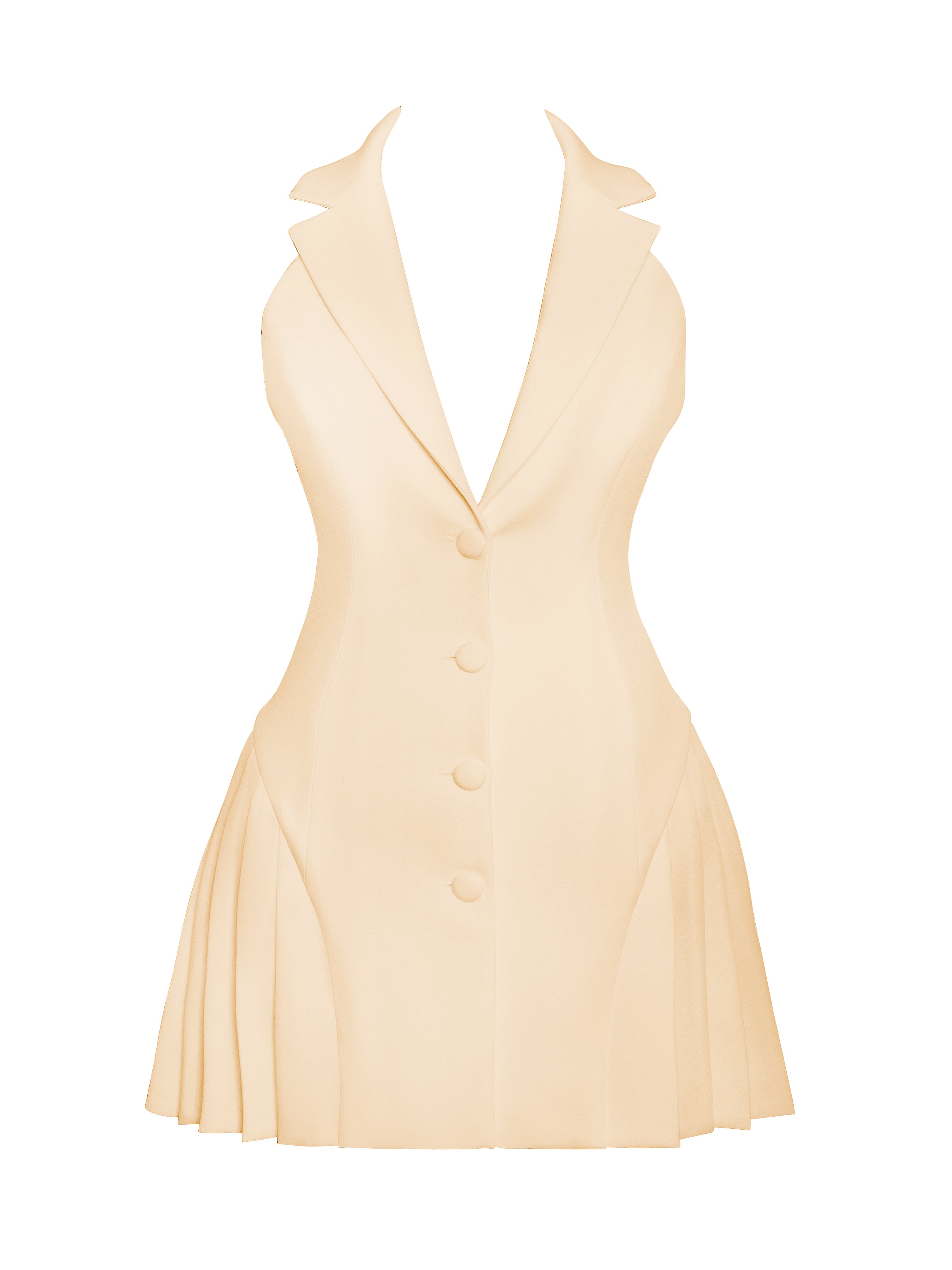 Reyna Beige Backless Pleated Mini Blazer Dress