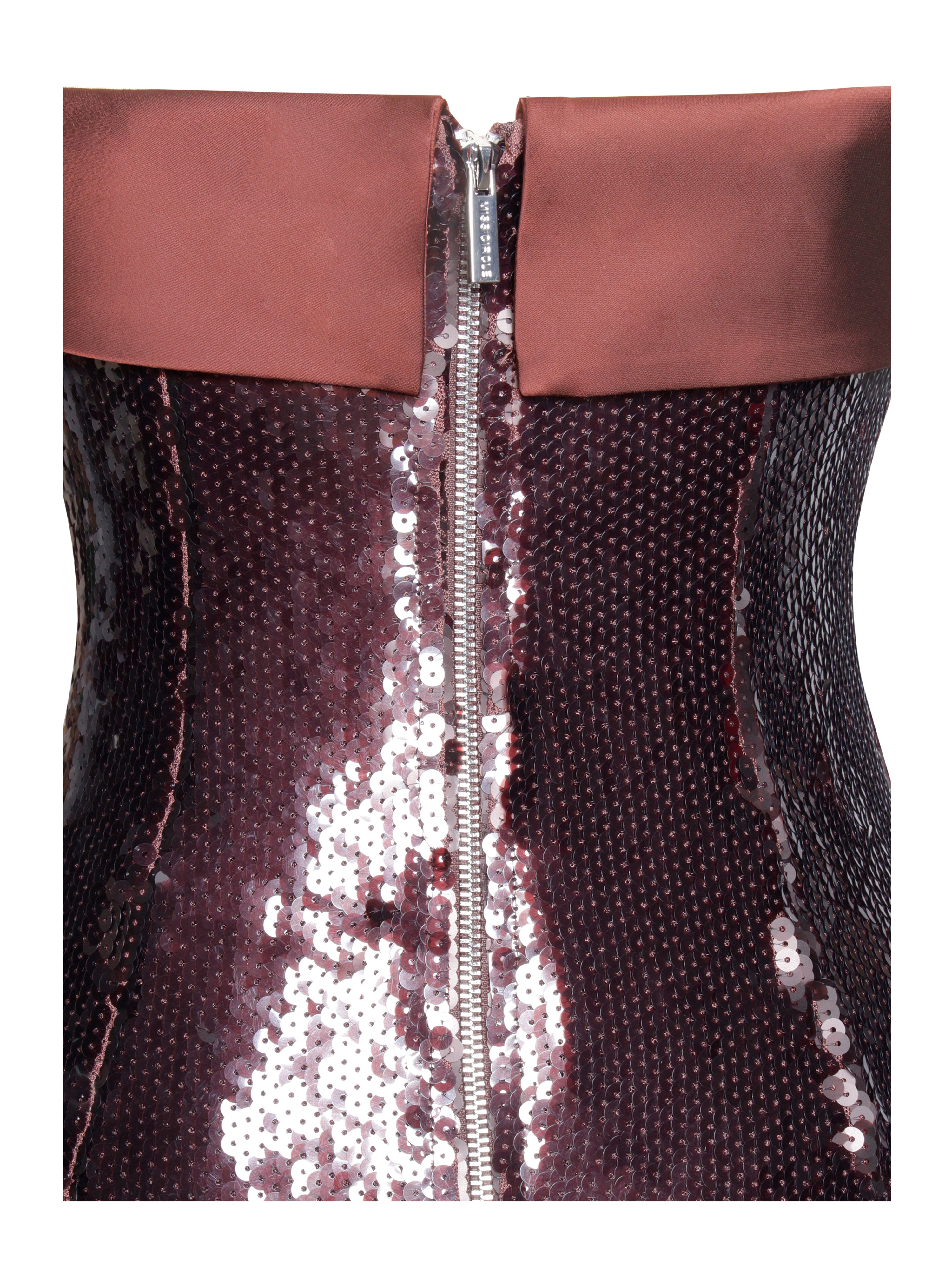 Qadira Burgundy Brown Sequin Maxi Pencil Dress