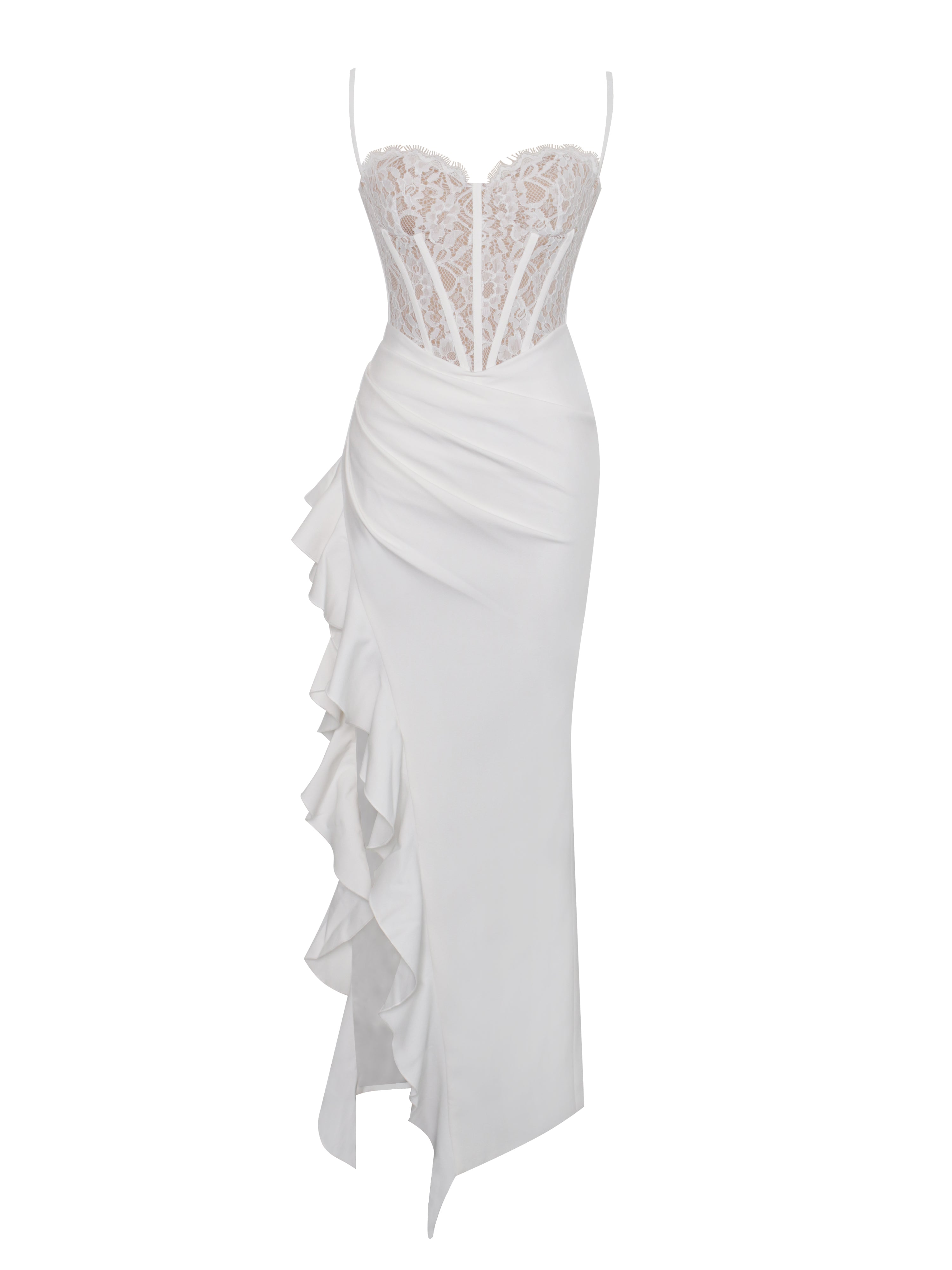 Junia White Lace Corset Maxi Dress