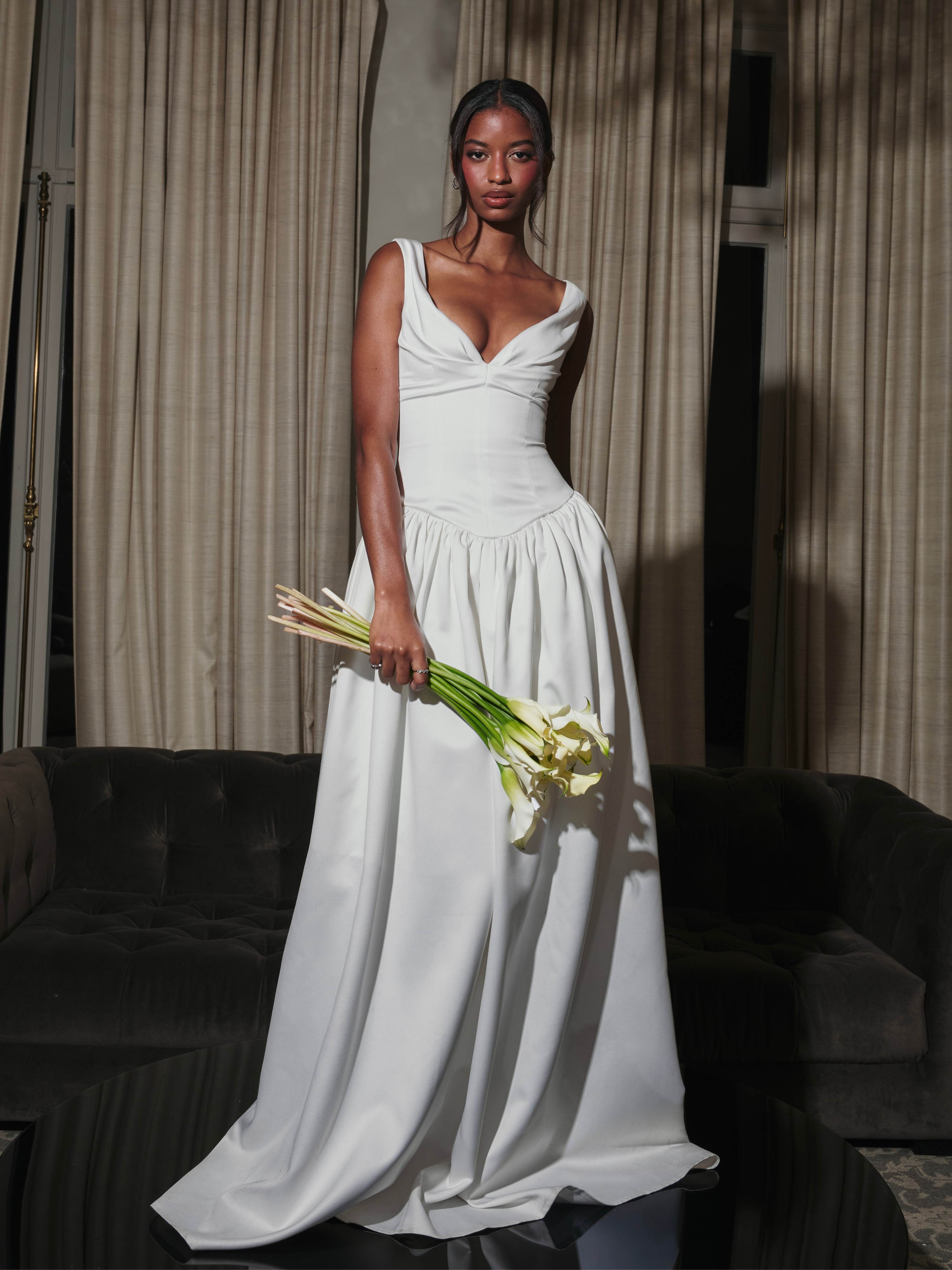 Siena White Satin Sweetheart Wedding Gown