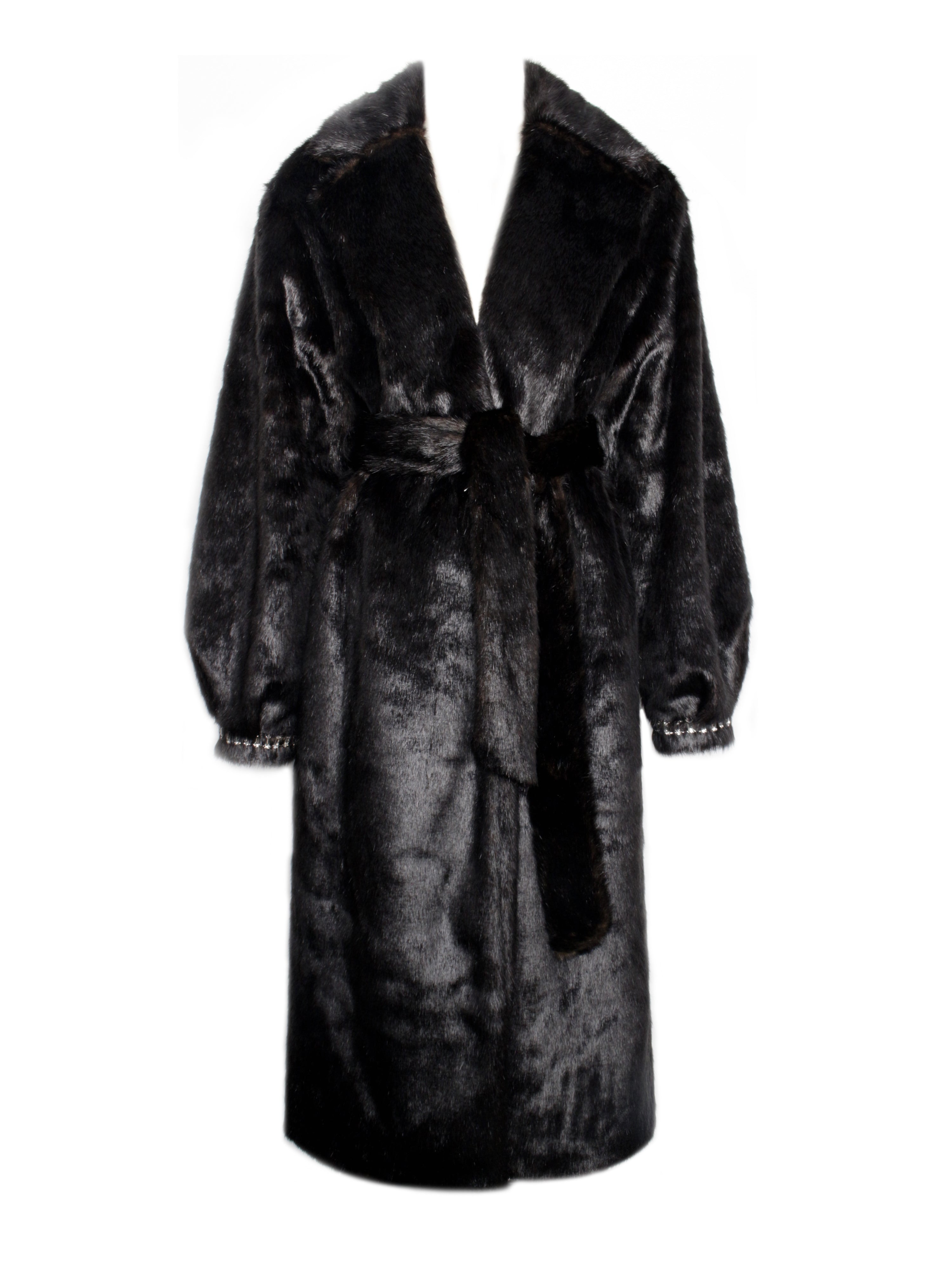 Yahia Black Vegan Long Faux Mink Coat