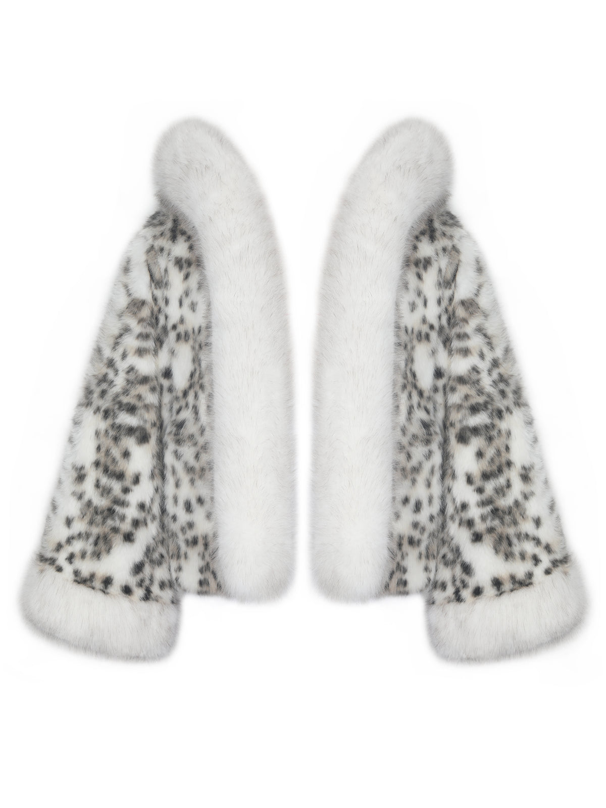 Kali Snow Leopard Faux Fur Hooded Mini Coat