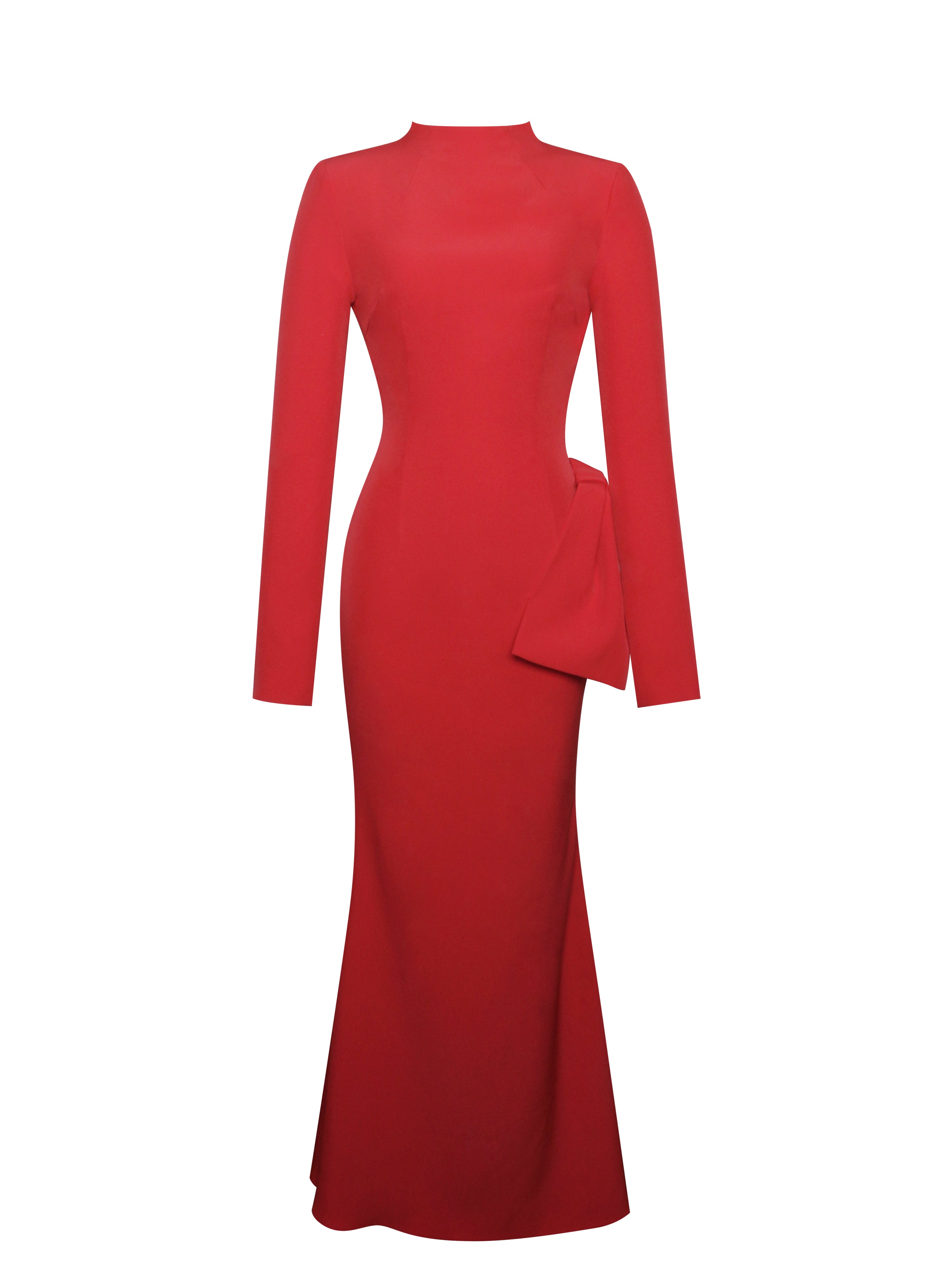 Radha Red Backless Longsleeve Maxi Dress with Bow