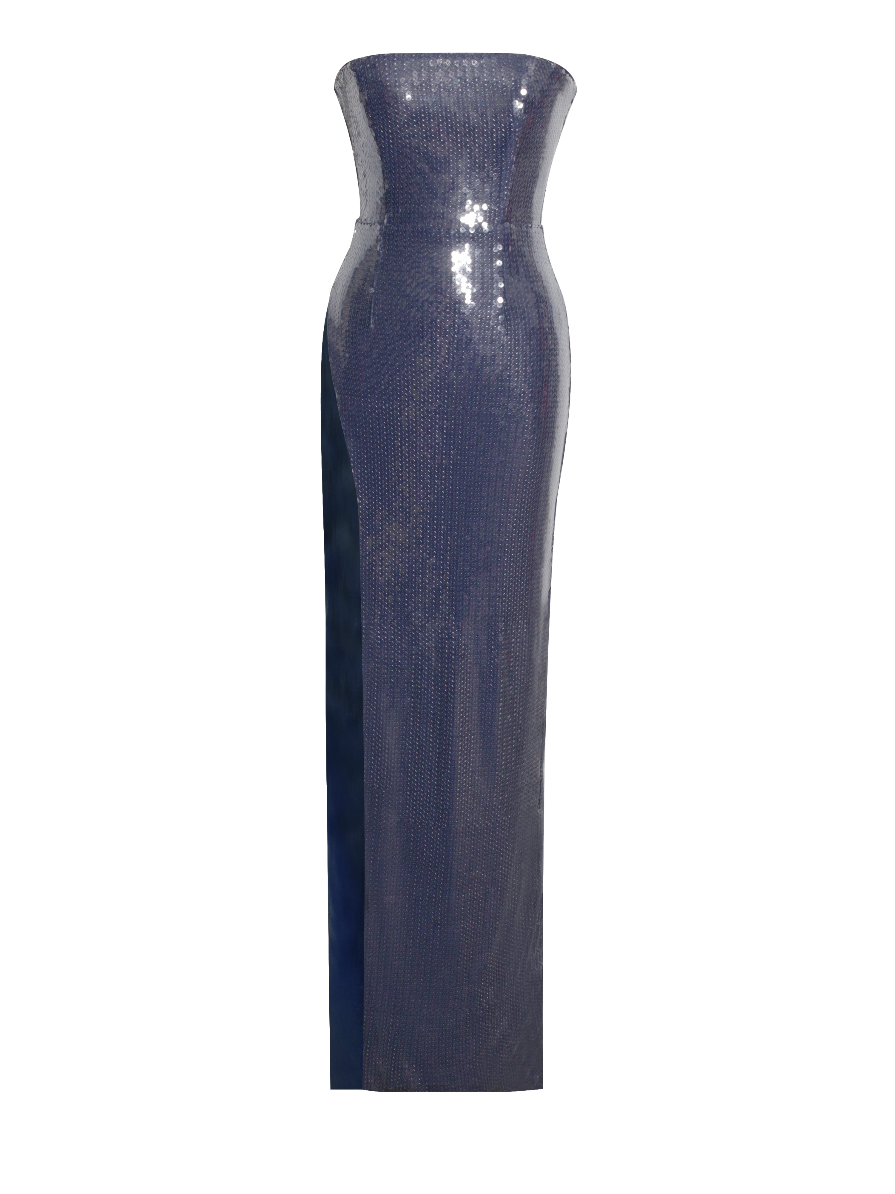 Ramona Navy Sequin Strapless High Slit Maxi Dress