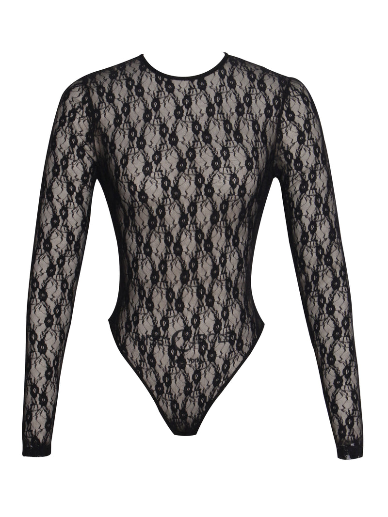Maisie Black Lace Long Sleeve Bodysuit
