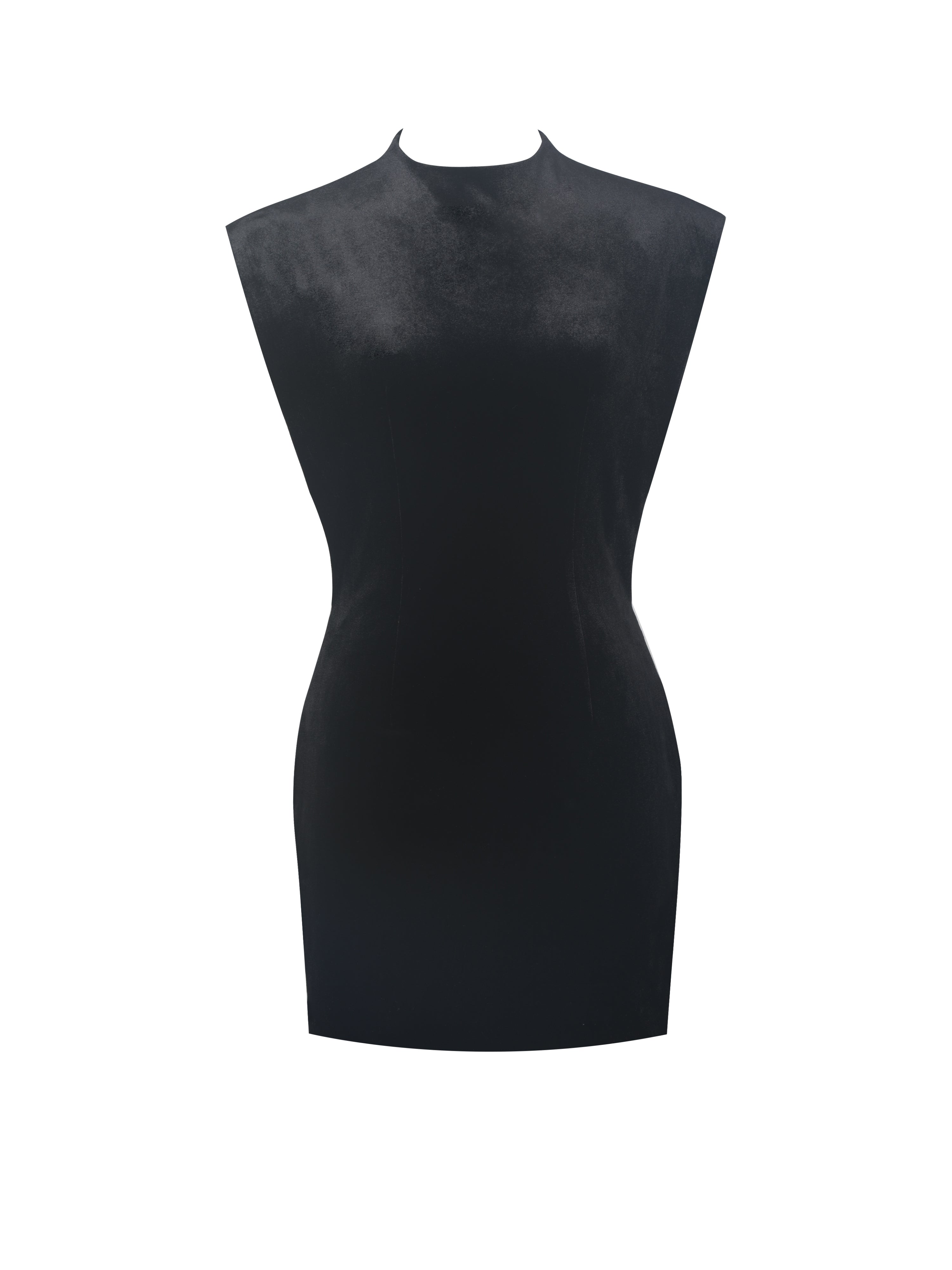 Vienna Black Velvet Mock Neck Mini Dress