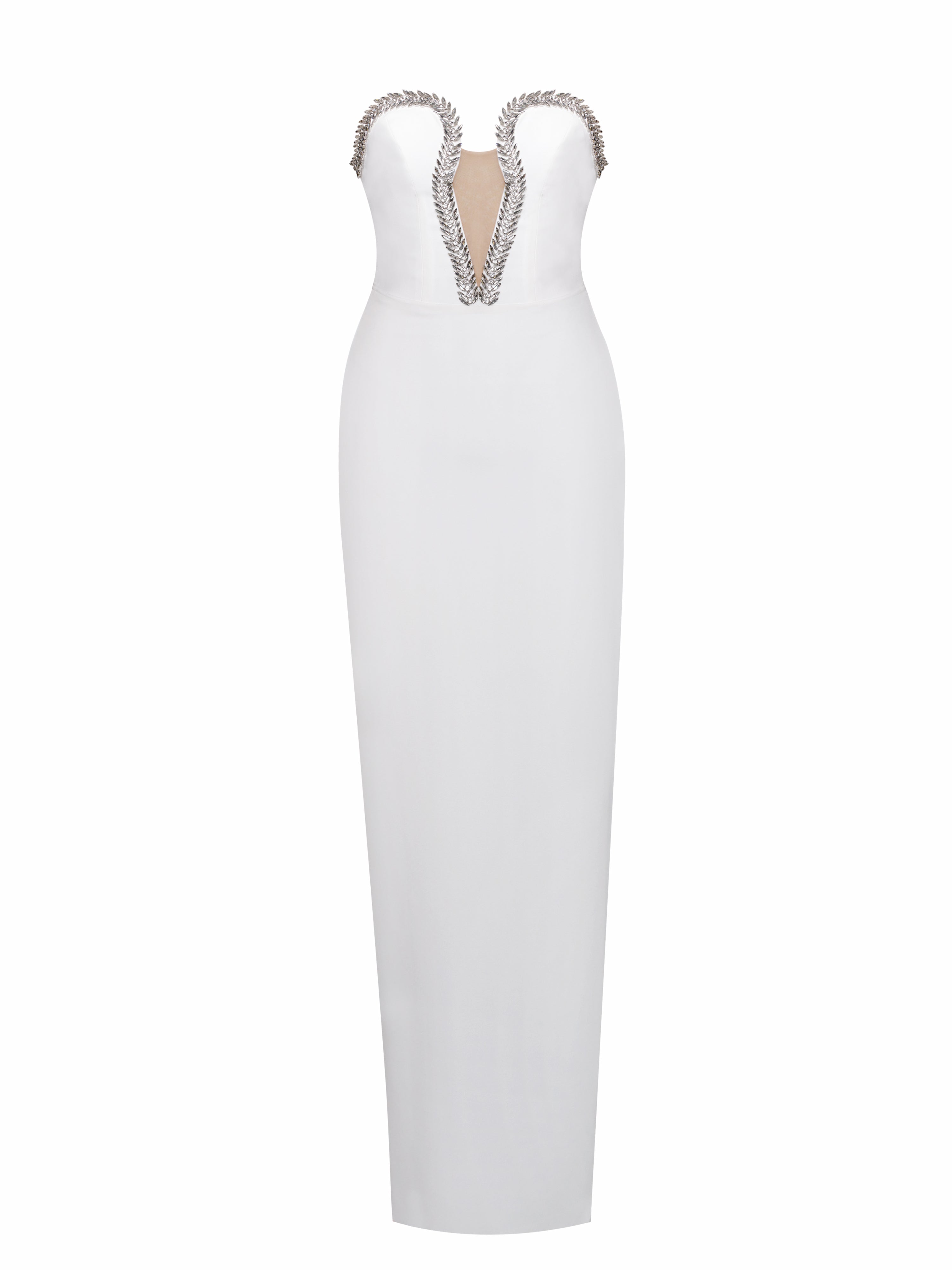 Ivanna White Crystal Embellished Maxi Dress