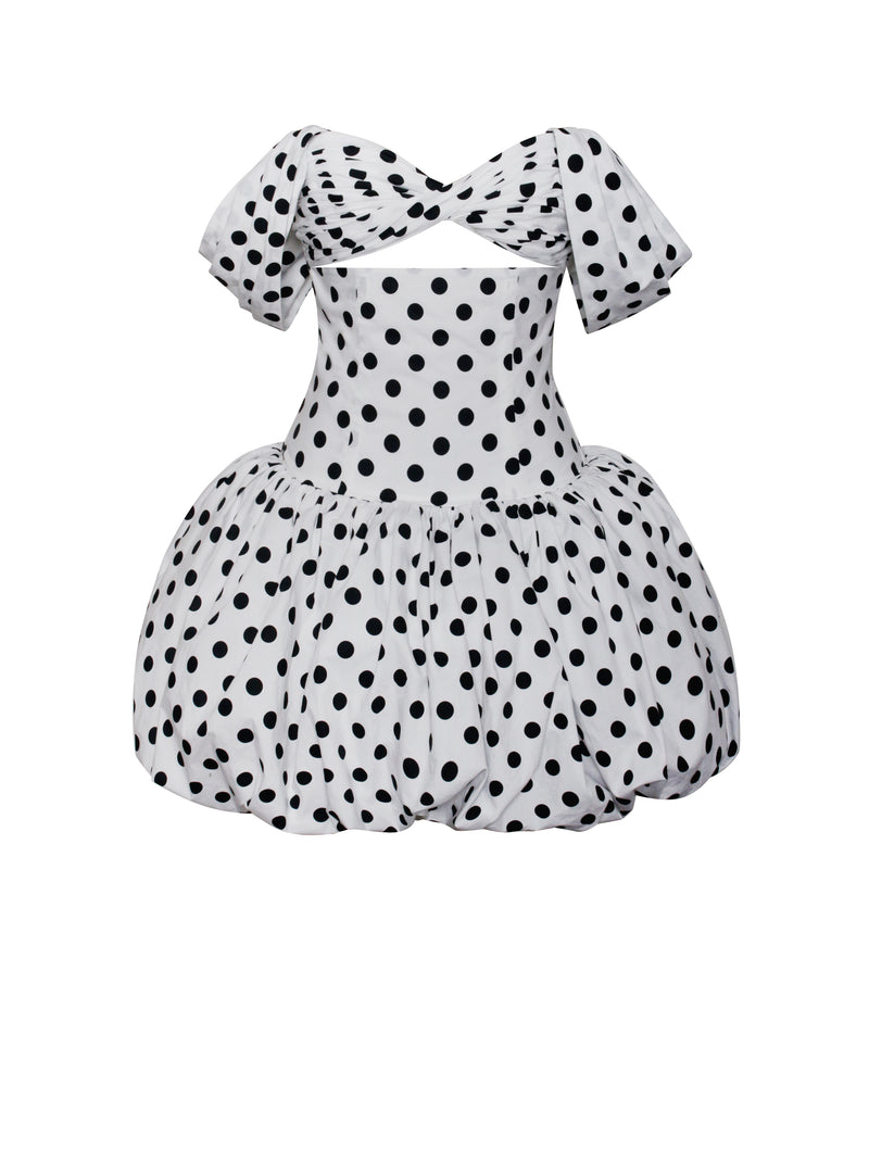 Umika Polka Dots Bubble Hem Mini Dress