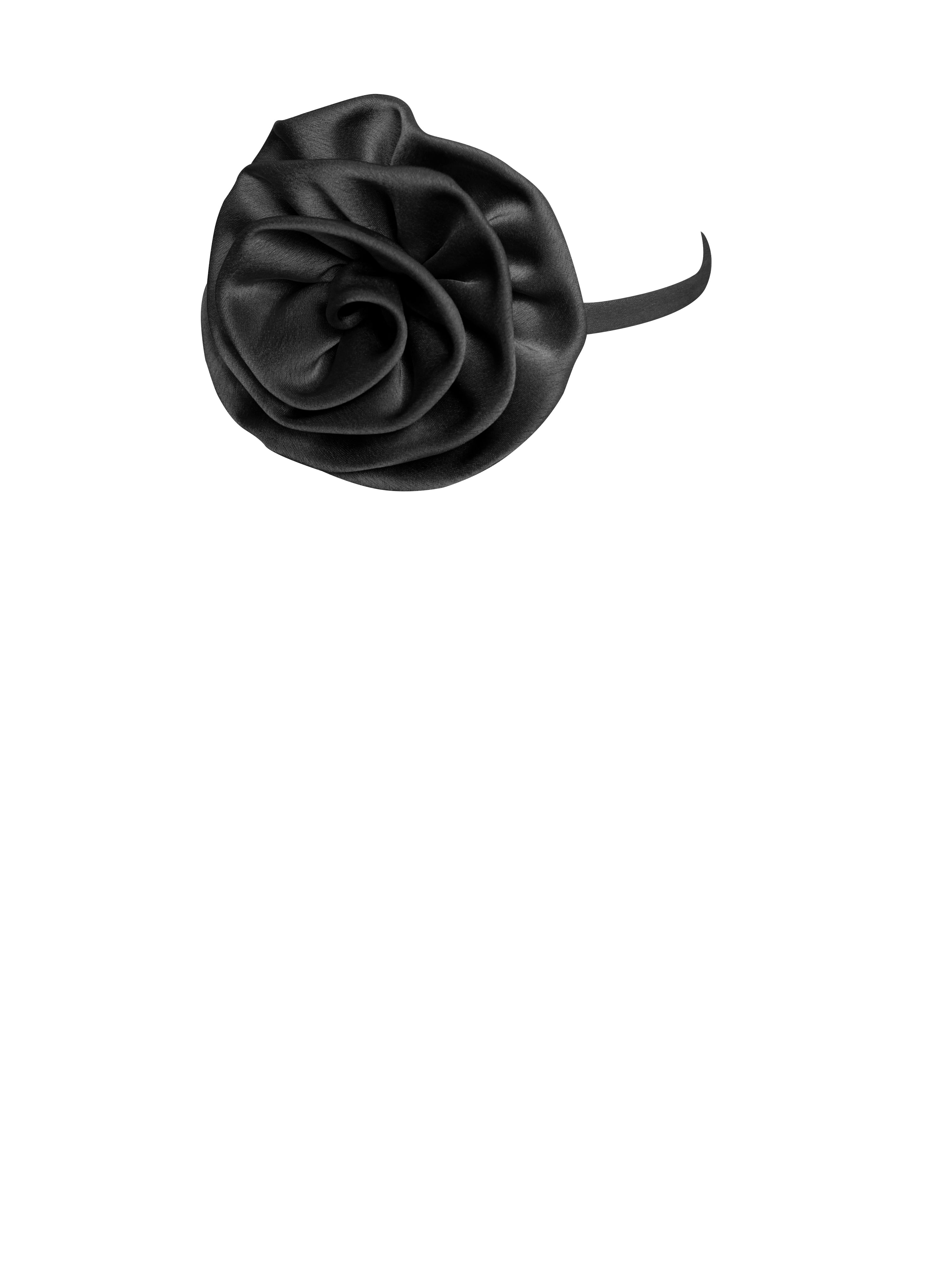 Vida Black Satin Rose Flower Choker