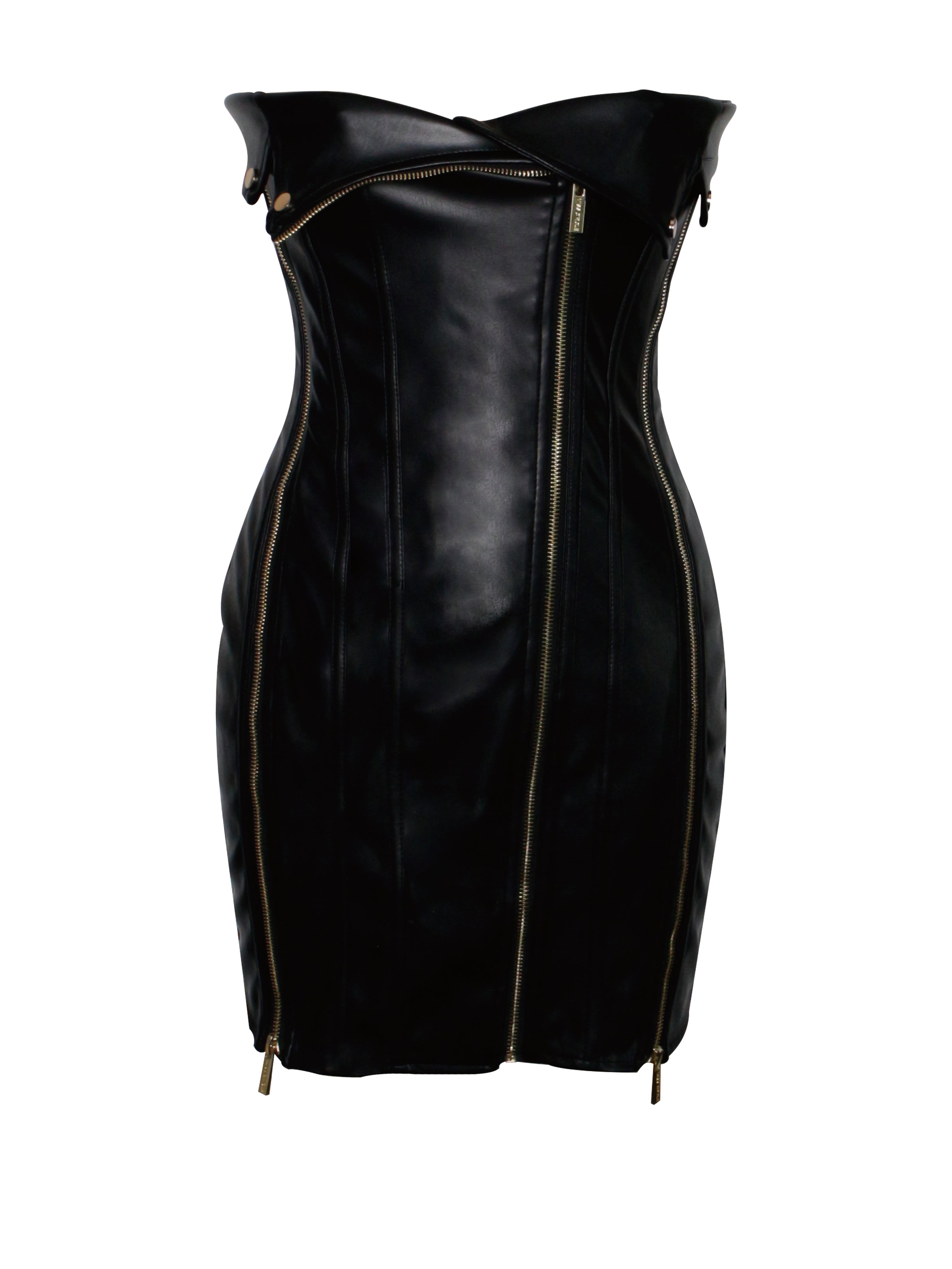 Annora Vegan Leather Mini Dress in Black Annora Vegan Leather Mini Dress in Black