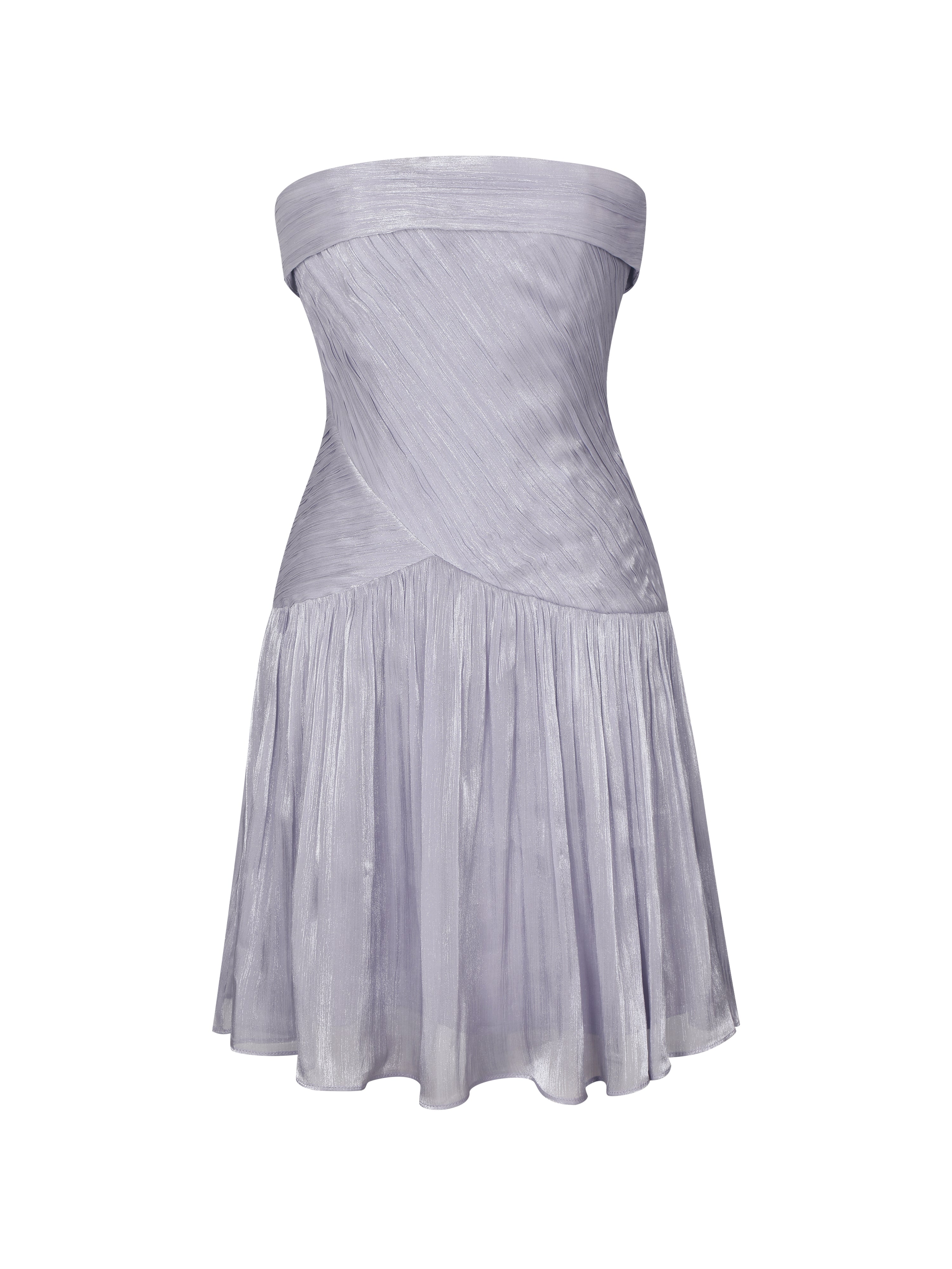 Yalena Lavender Crystal Organza Strapless Mini Dress