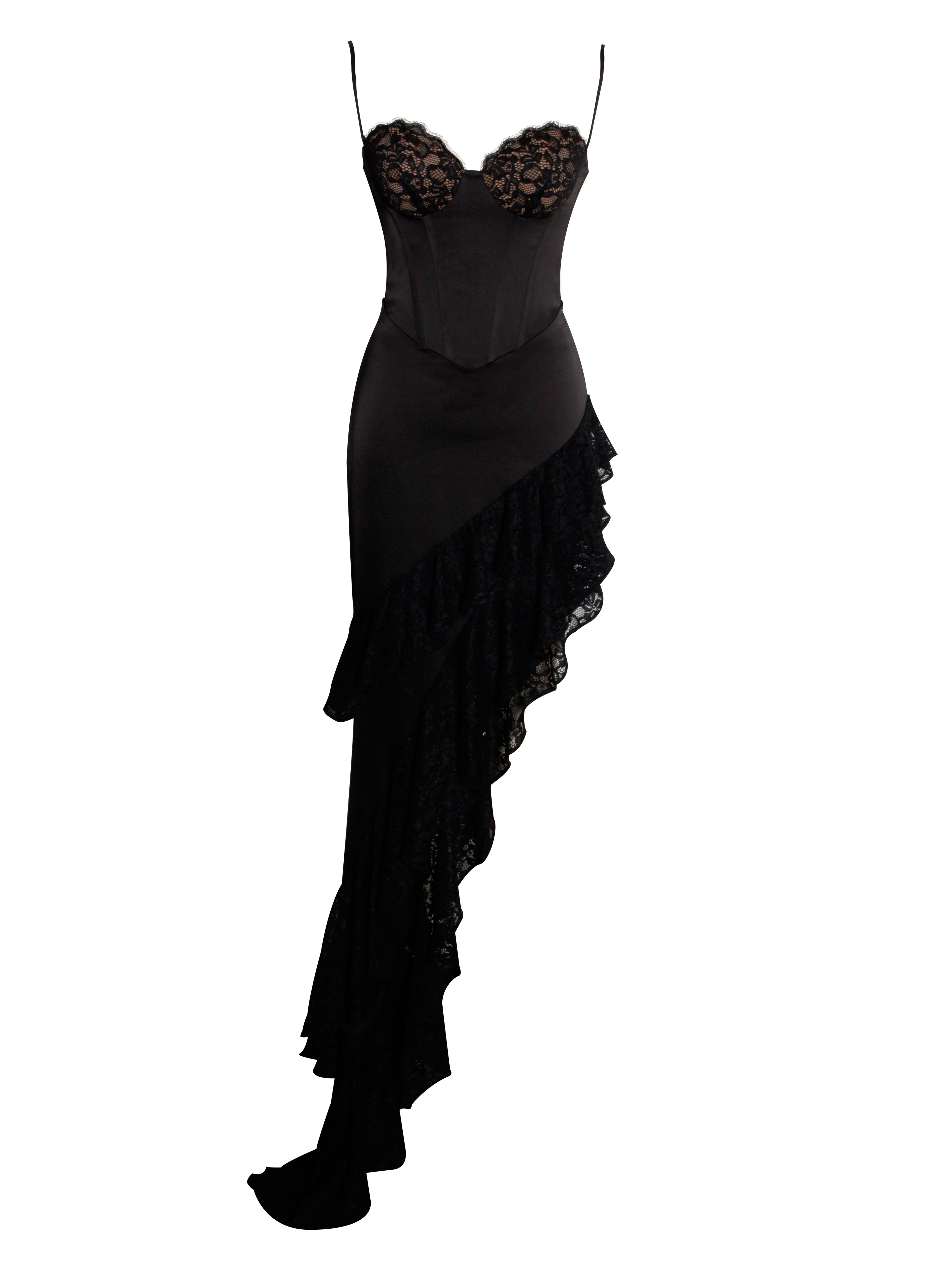 Zaira Black Lace Satin Corset Dress