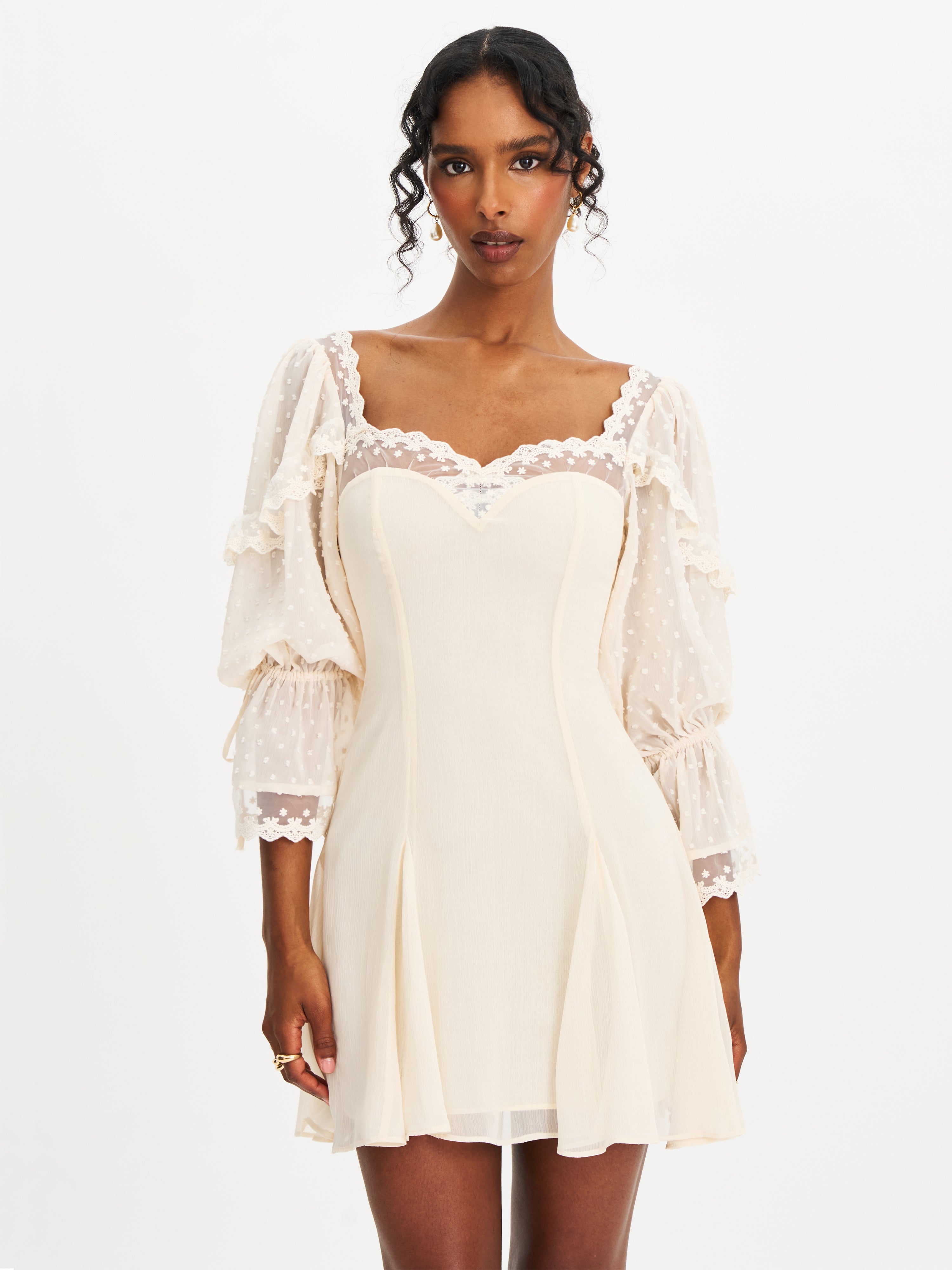 searoomlynn Lace Curve Cutトップス　ホワイト White Sheer Top - Sheer Lace Top - Square Neck Sheer Mesh Top - Lulus