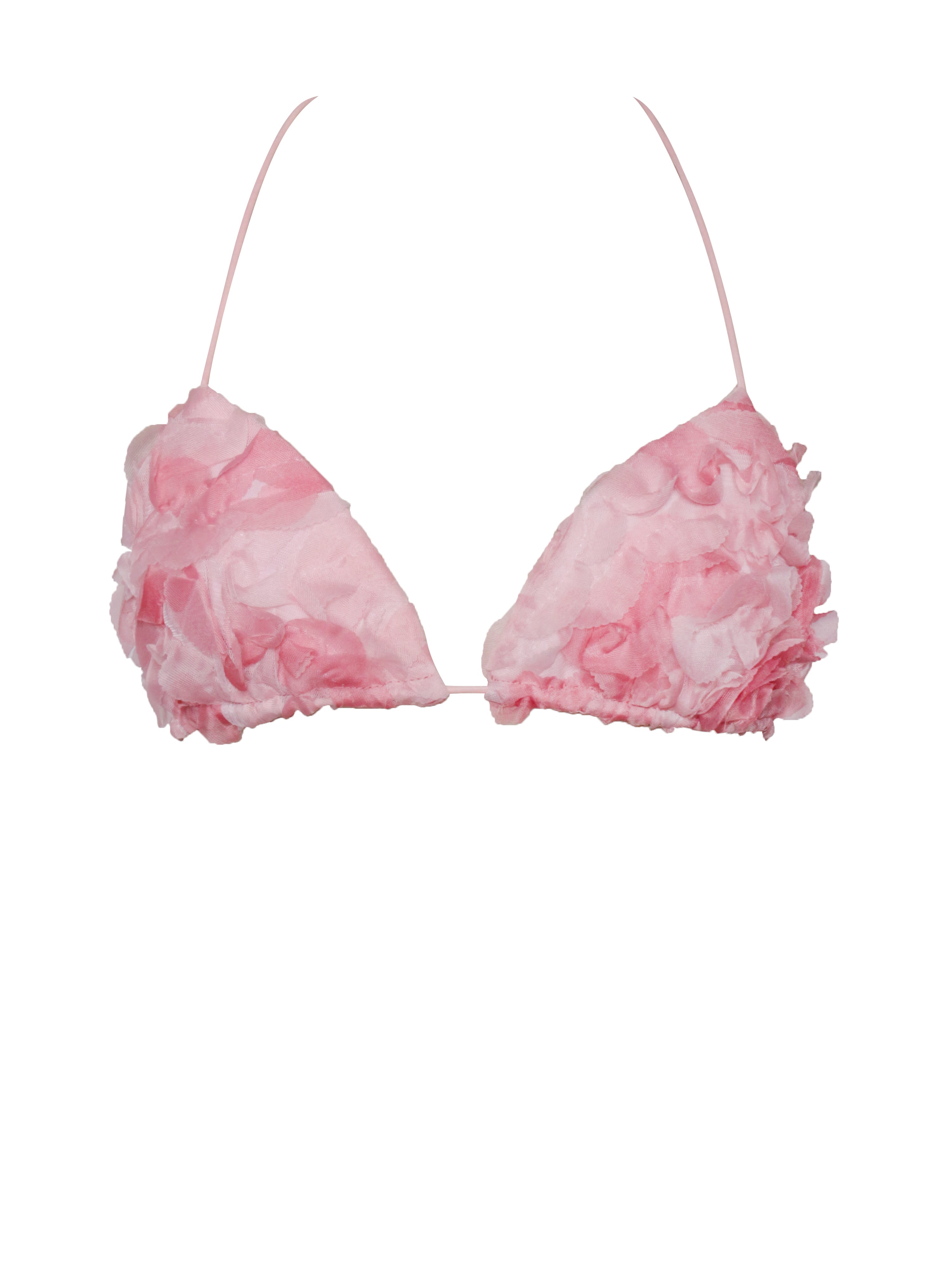 Zuri Pink Floral Appliqué Bikini Top