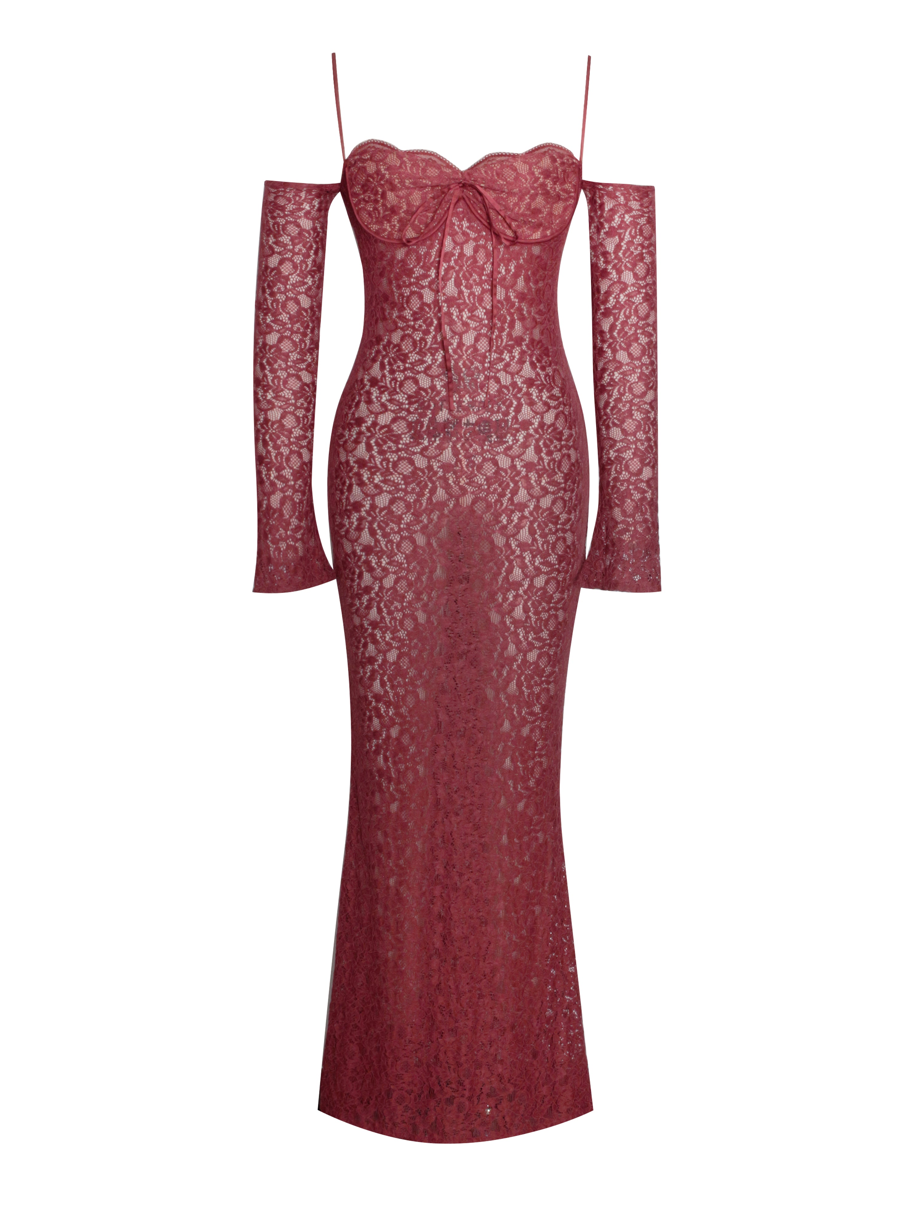Miss Circle Women Udaya Burgundy Lace Long Sleeve Maxi Dress Miss Circle Women Udaya Burgundy Lace Long Sleeve Maxi Dress