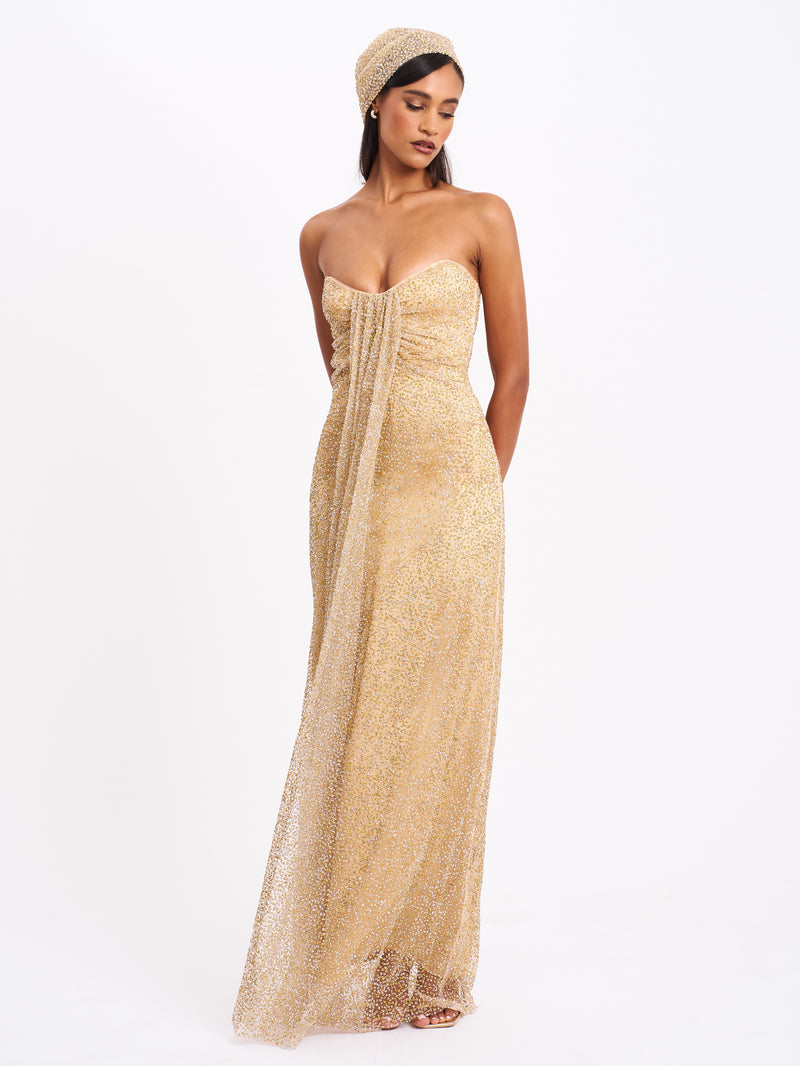GOLDEN ENIGMA STRAPLESS GOWN main image 1
