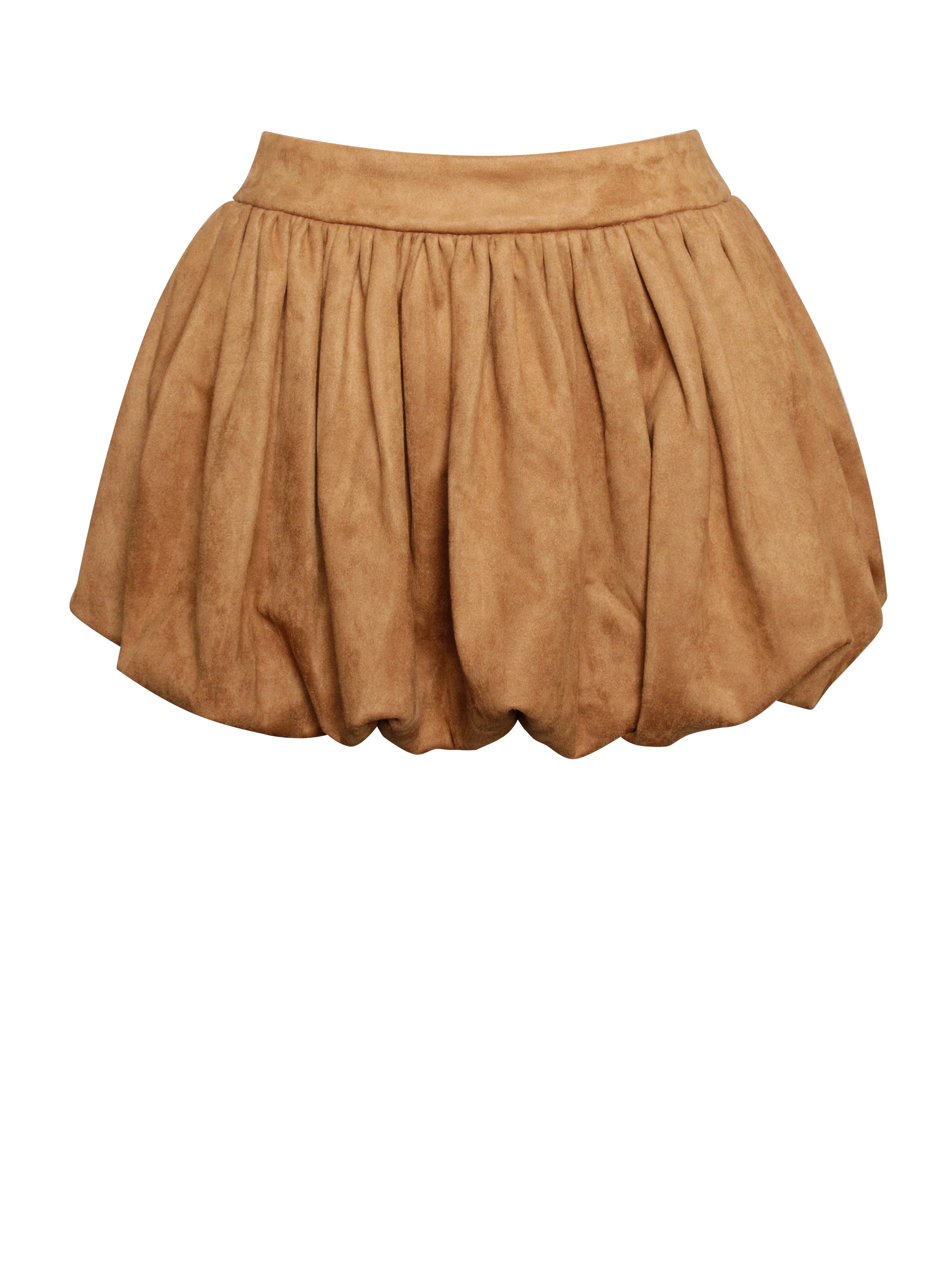 Yuna Brown Suede Bubble Hem Skirt