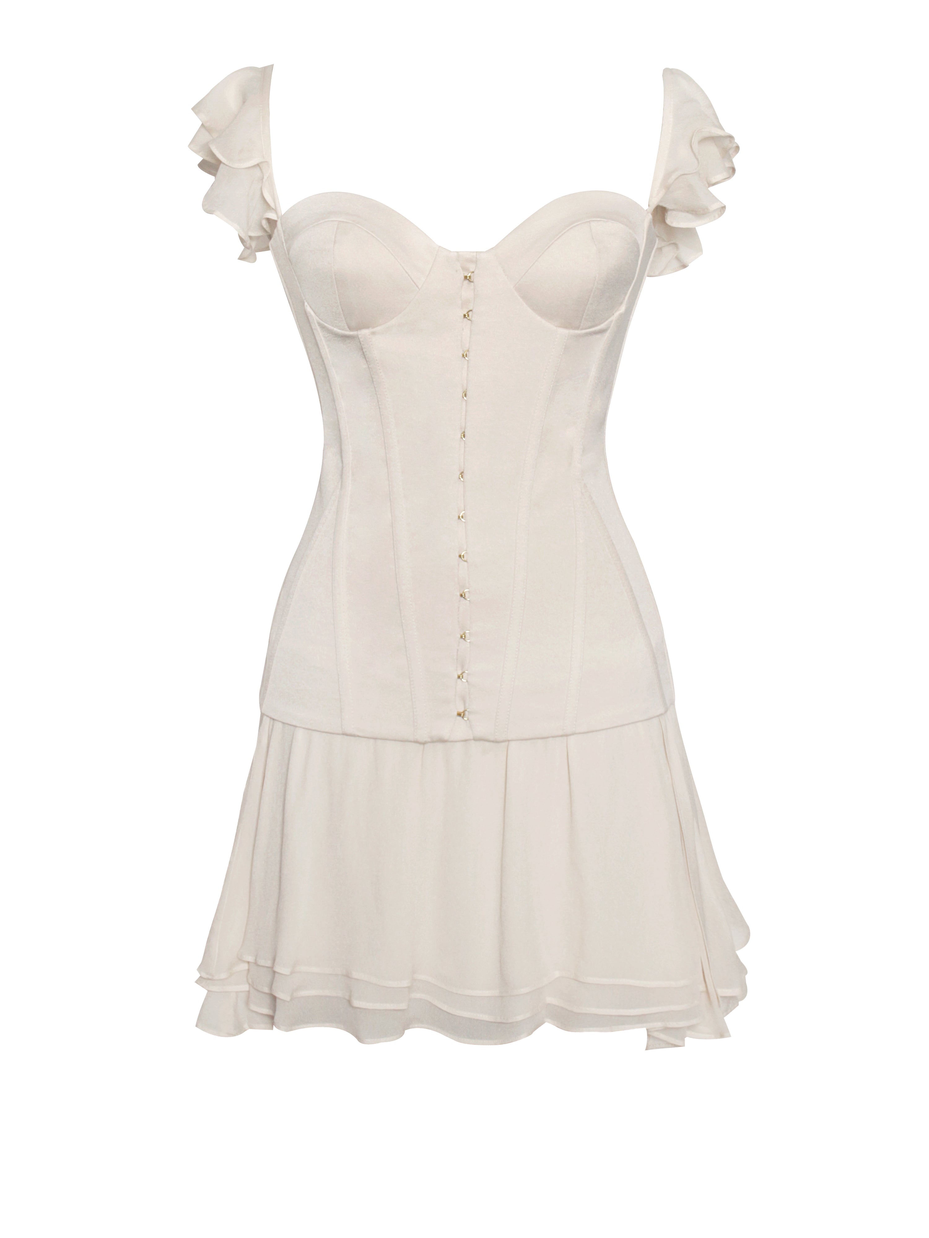 Marica Beige Satin Corset Mini Dress