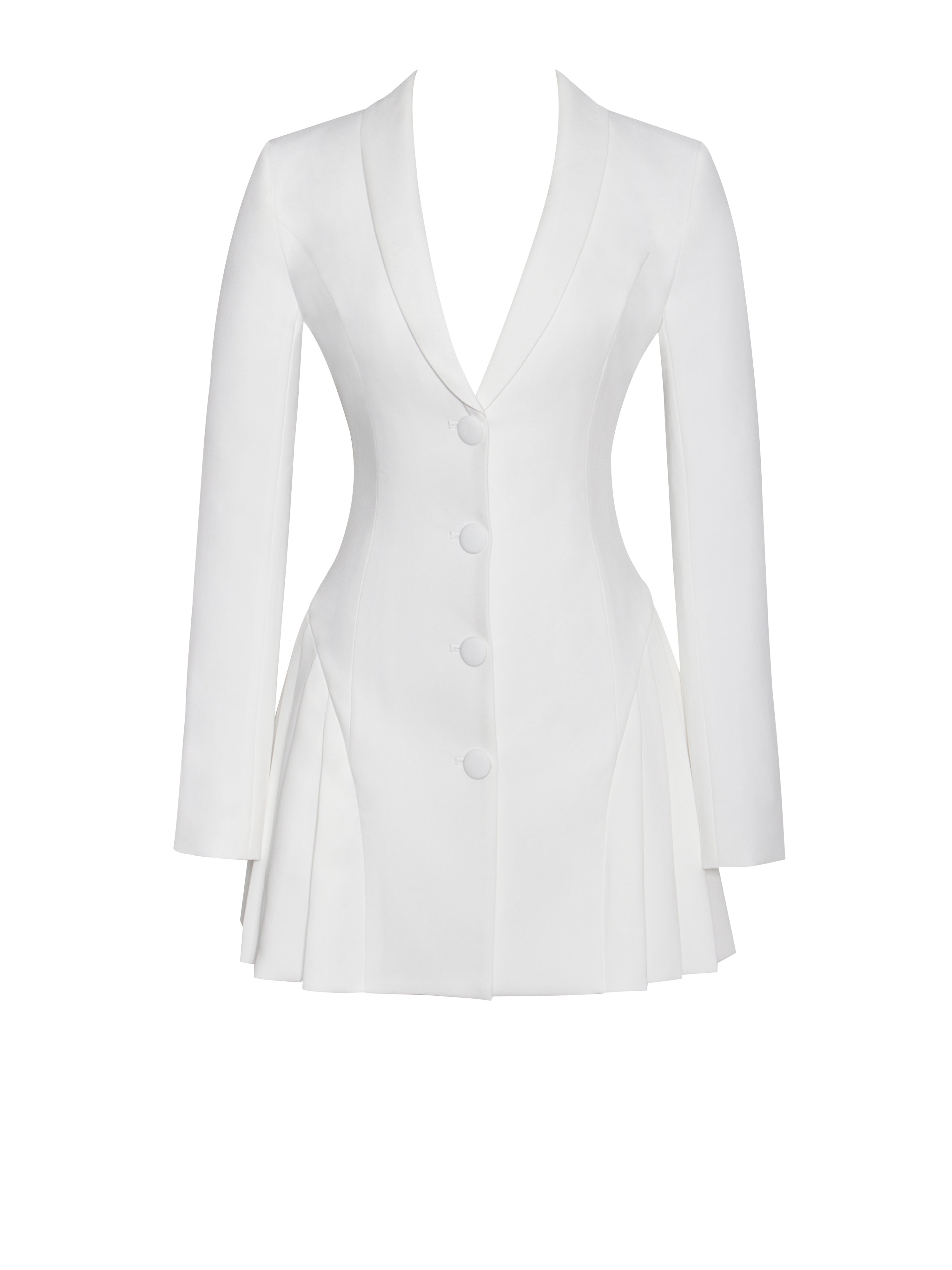 Delia White Blazer Dress with Pleated Detail