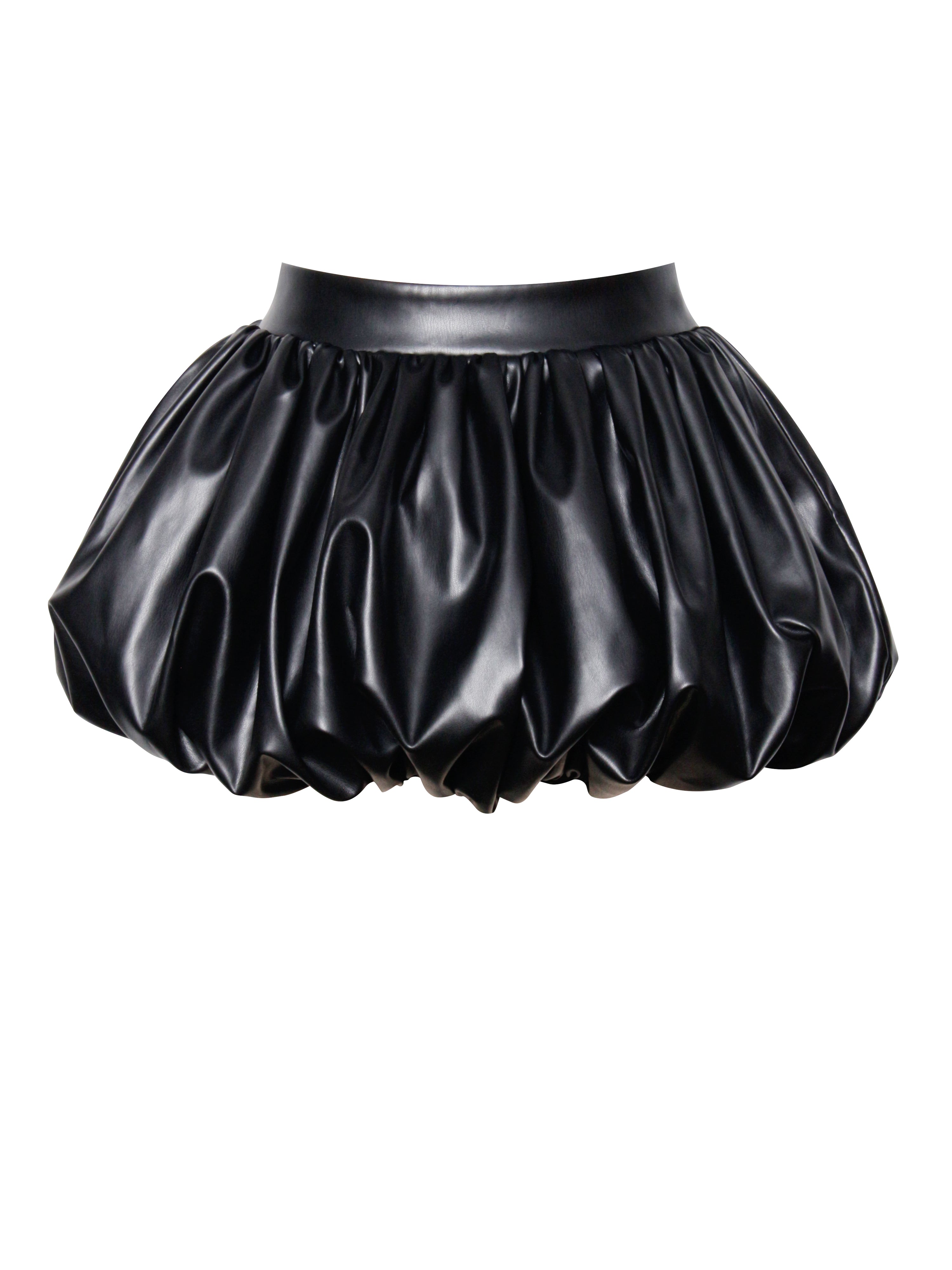 Yuna Vegan Leather Bubble Hem Skirt