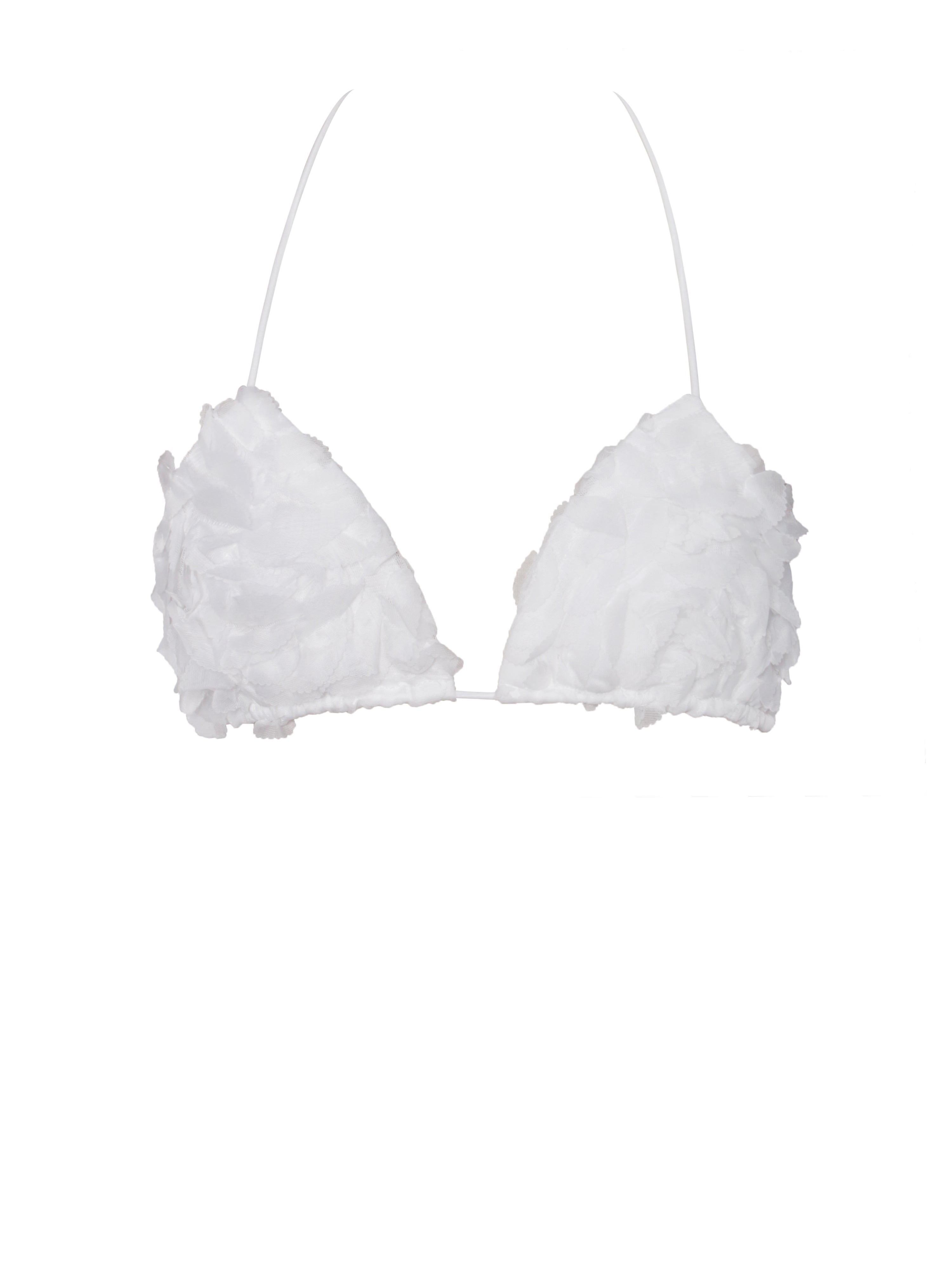 Zuri White Floral Appliqué Bikini Top