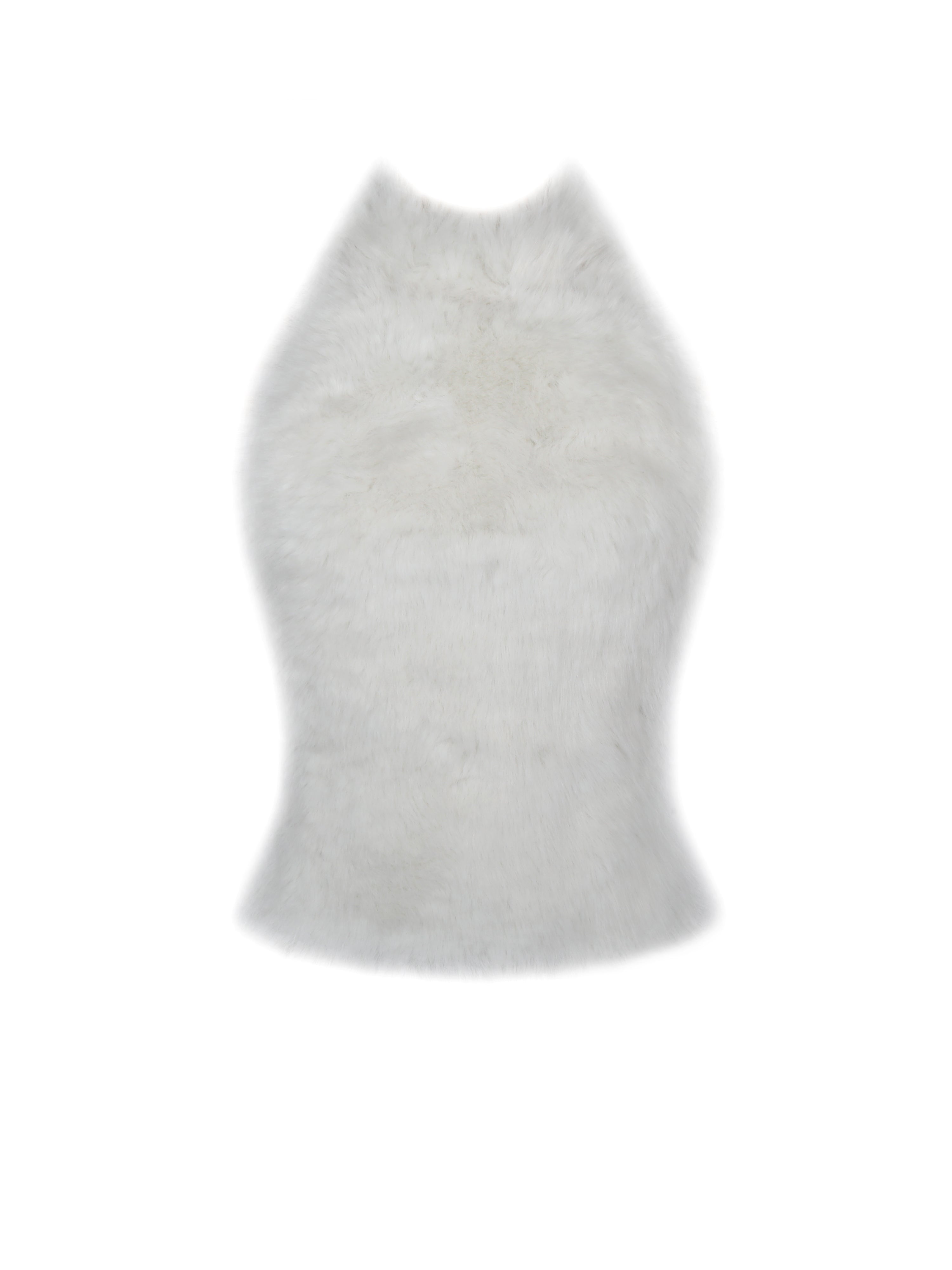 Oona White Backless Contoured Fur Halter Top