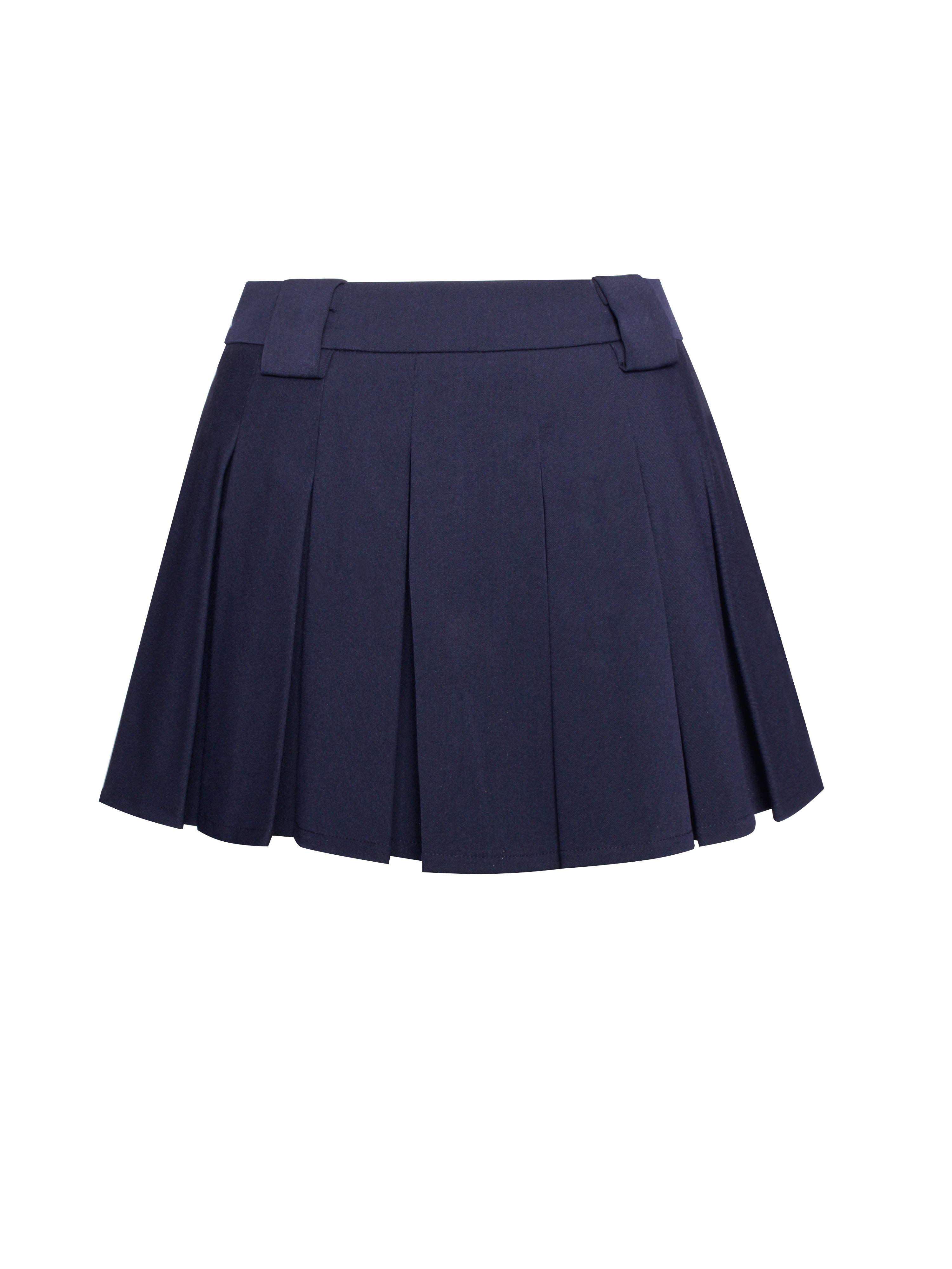 Nasya Navy Blue Pleated Mini Skirt with Inside Shorts