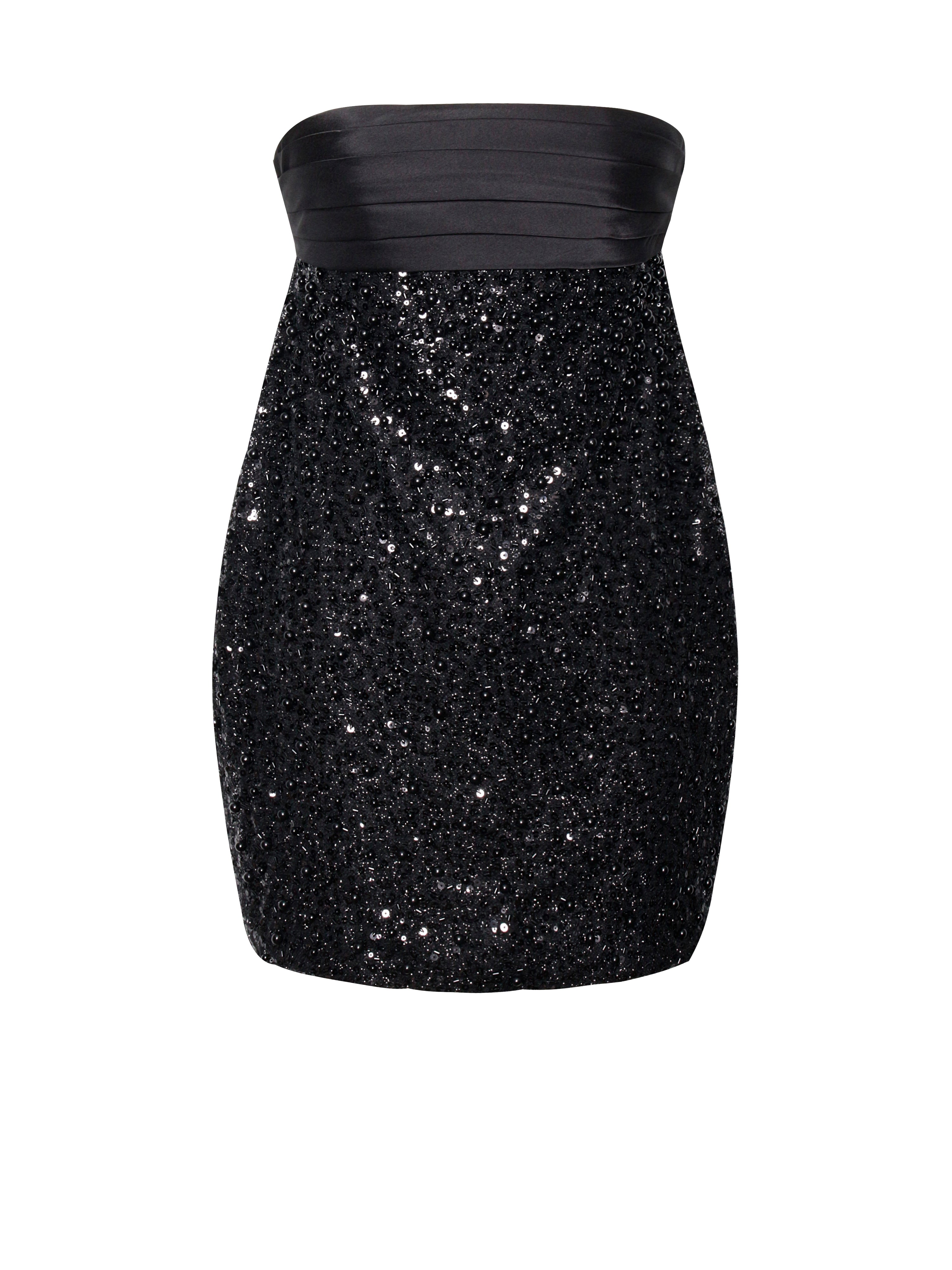 Miss Circle Women Felina Black Satin Sequin Pearls Beaded Mini Dress Miss Circle Women Felina Black Satin Sequin Pearls Beaded Mini Dress
