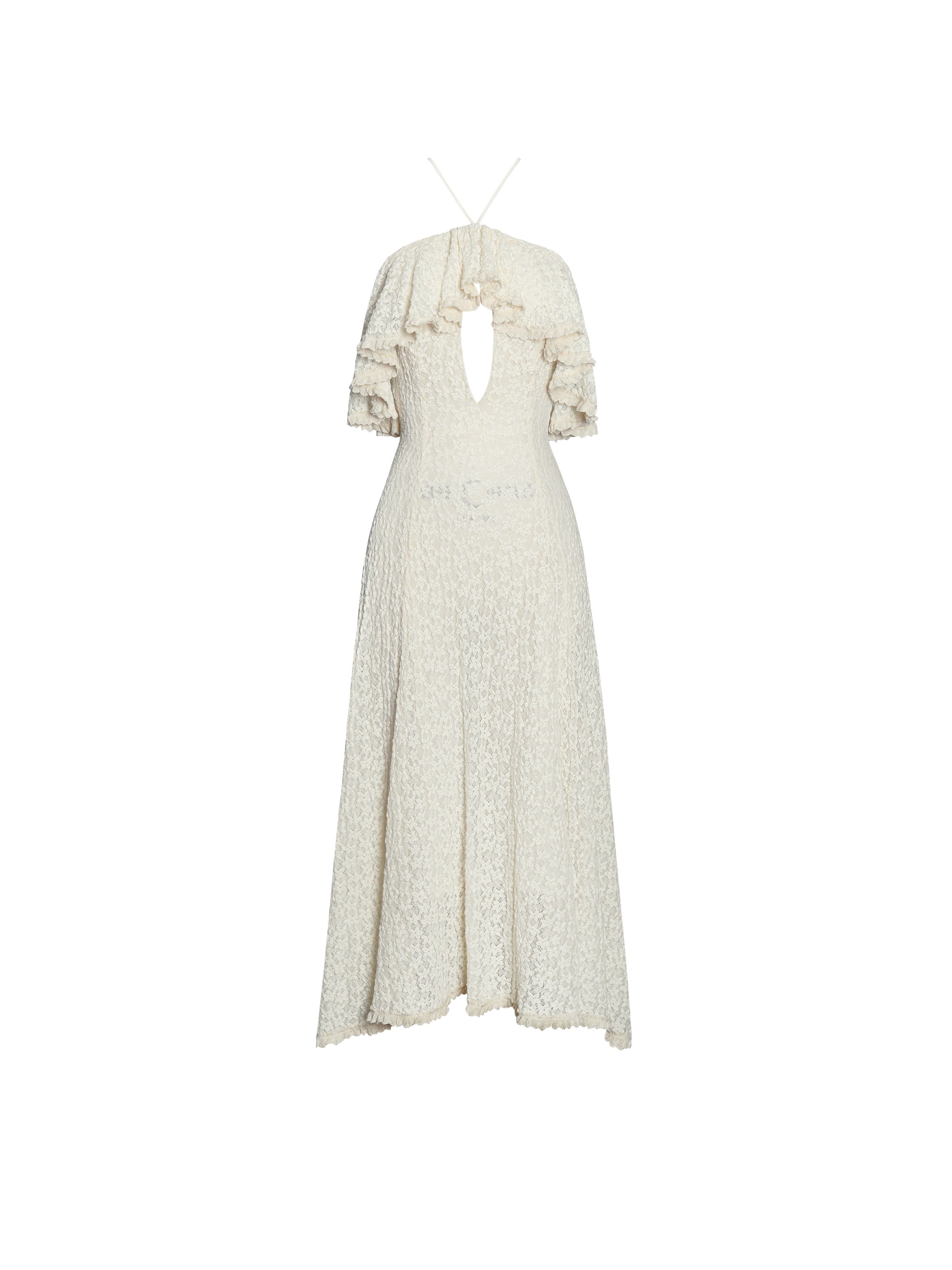 Idra Lace Trim Sleeveless Crochet Midi Trailing Dress