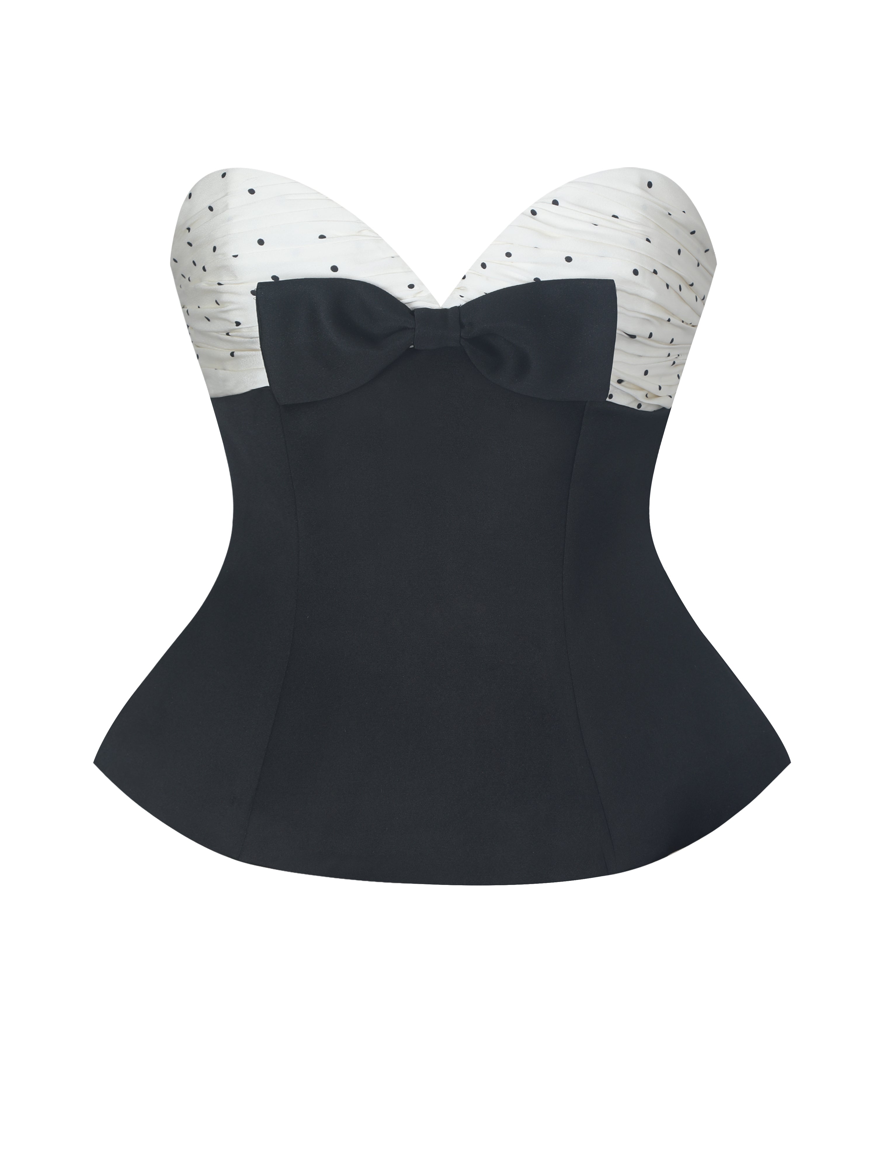 Ulrike Black and White Polka Dot Sweetheart Peplum Top