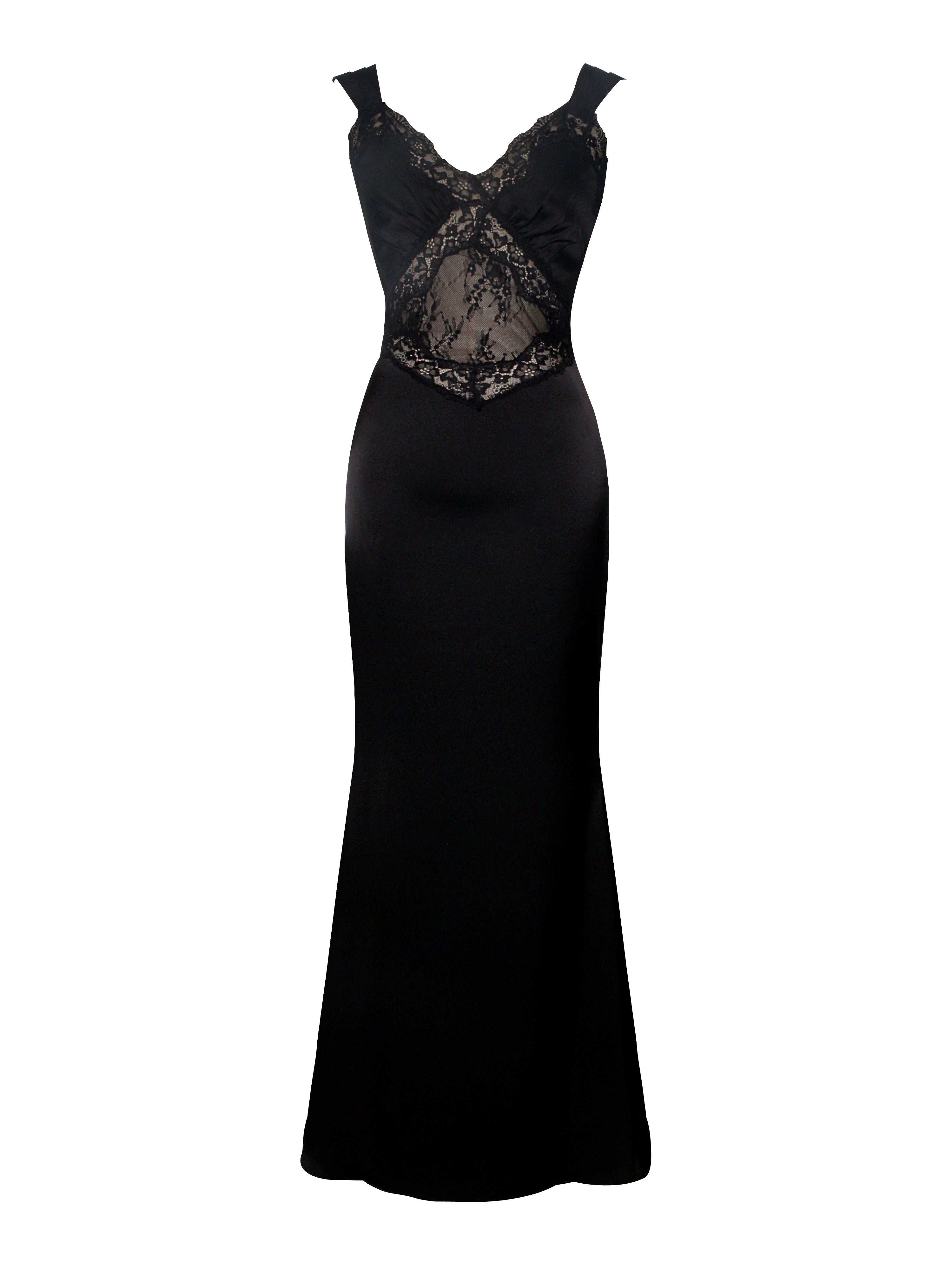Miss Circle Women Camila Black Satin and Lace Maxi Dress Miss Circle Women Camila Black Satin and Lace Maxi Dress
