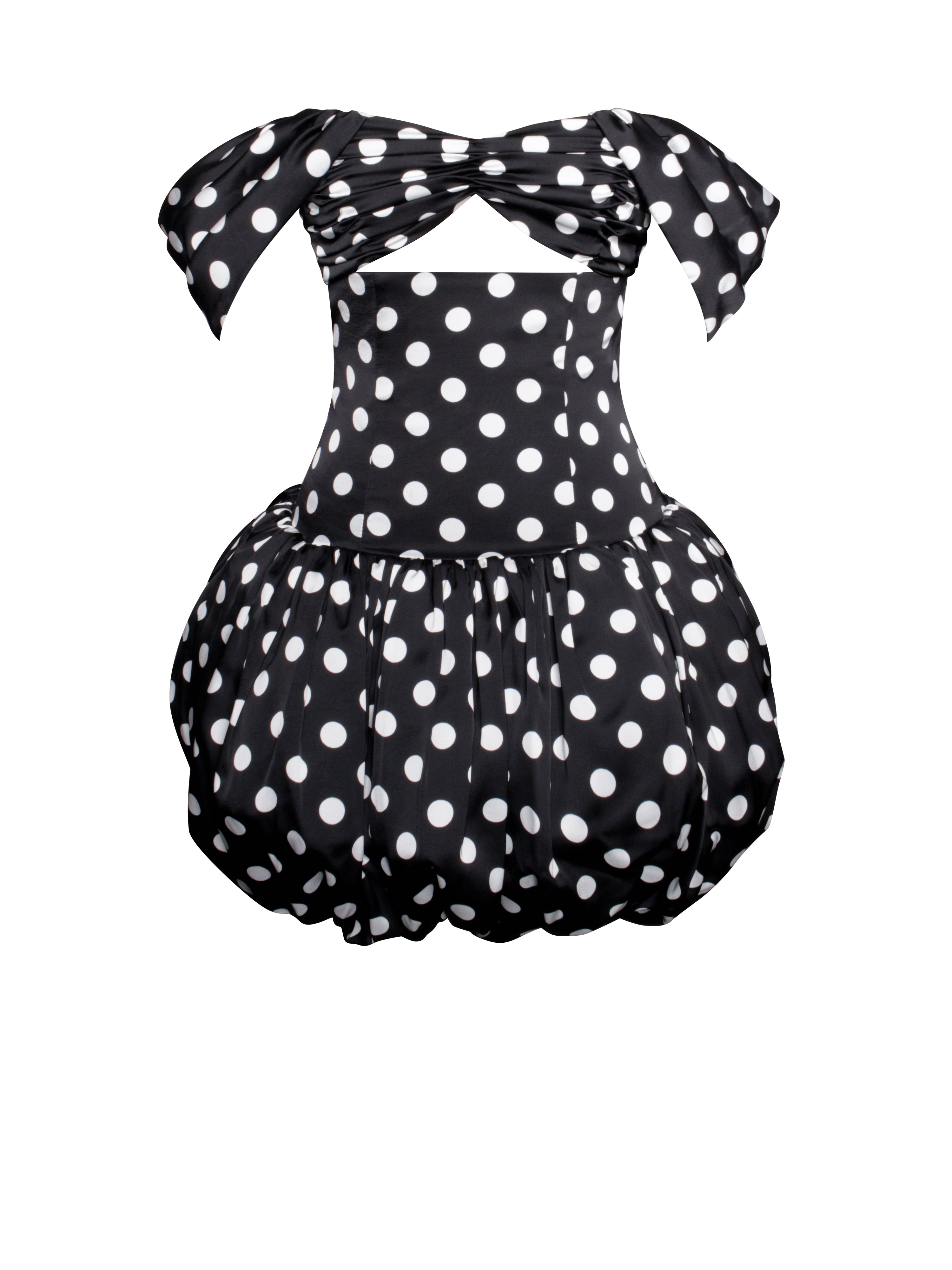 Umika Black Polka Dots Bubble Hem Mini Dress