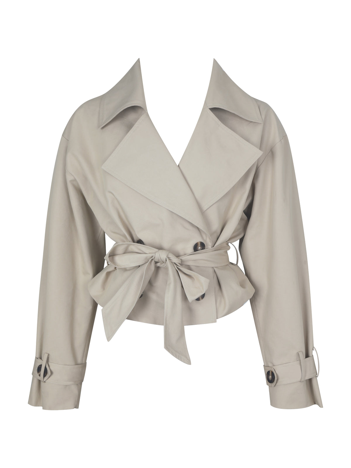 Zuly Tan Cotton Gabardine Mini Trench Jacket
