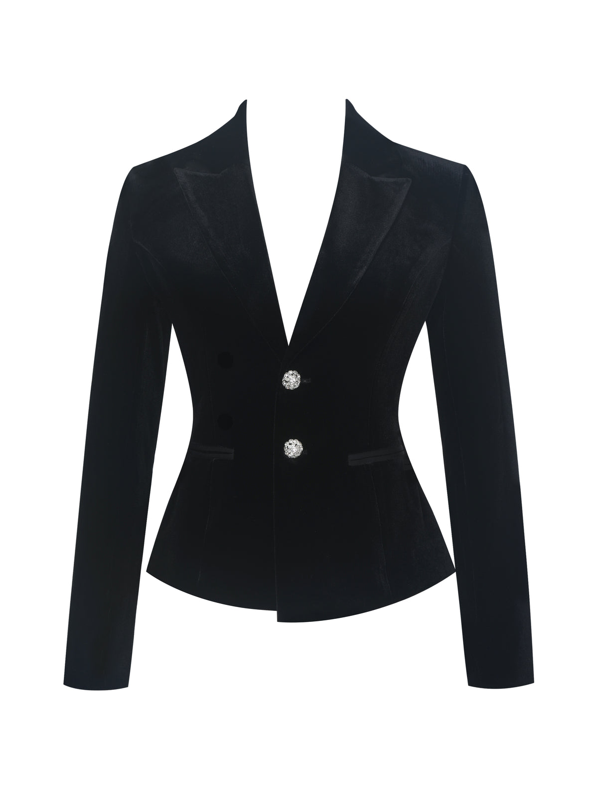 Ronni Black Velvet Single-Breasted Blazer