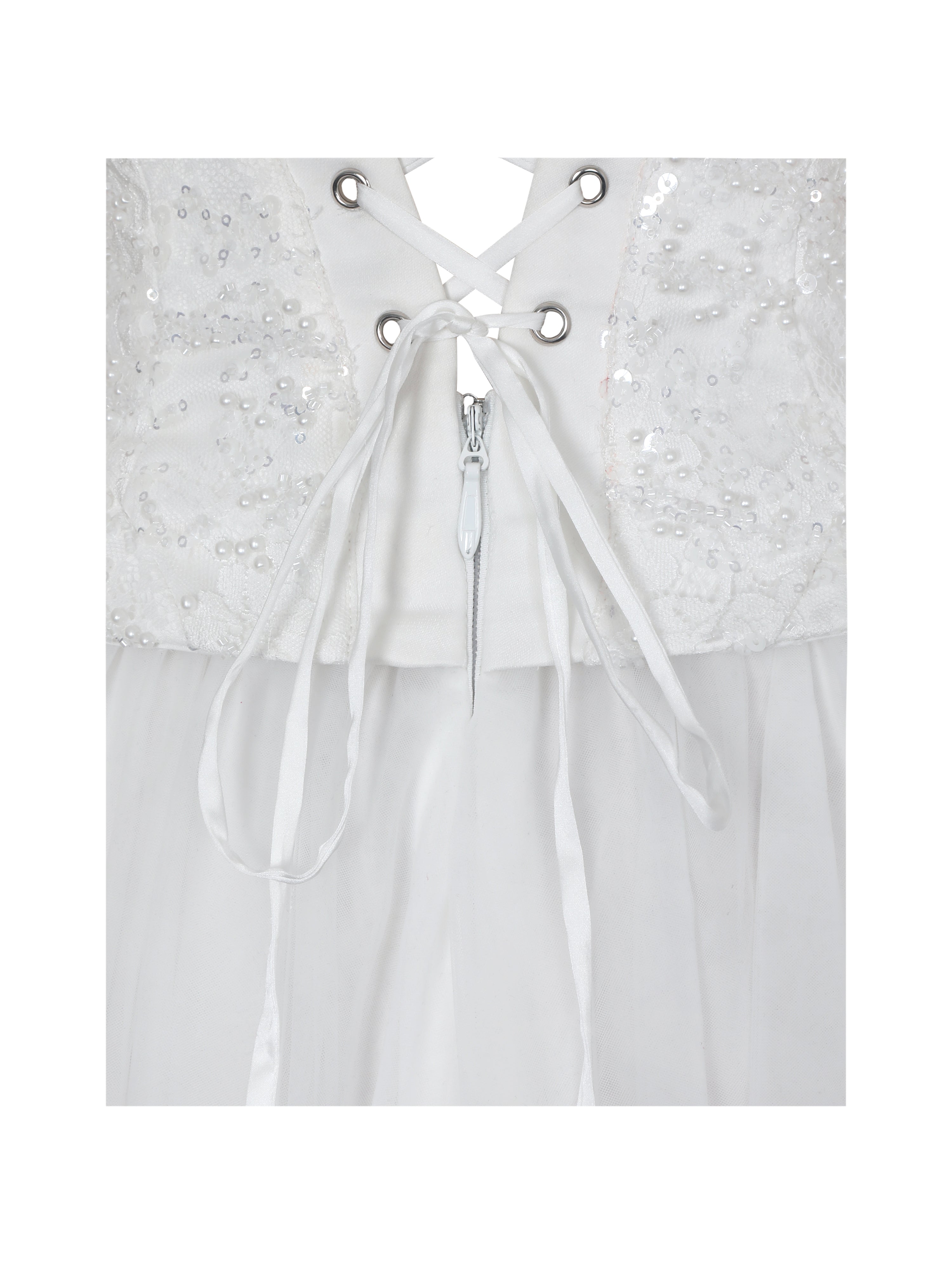 Jianna White Beaded Peplum Bardot Neckline Wedding Gown