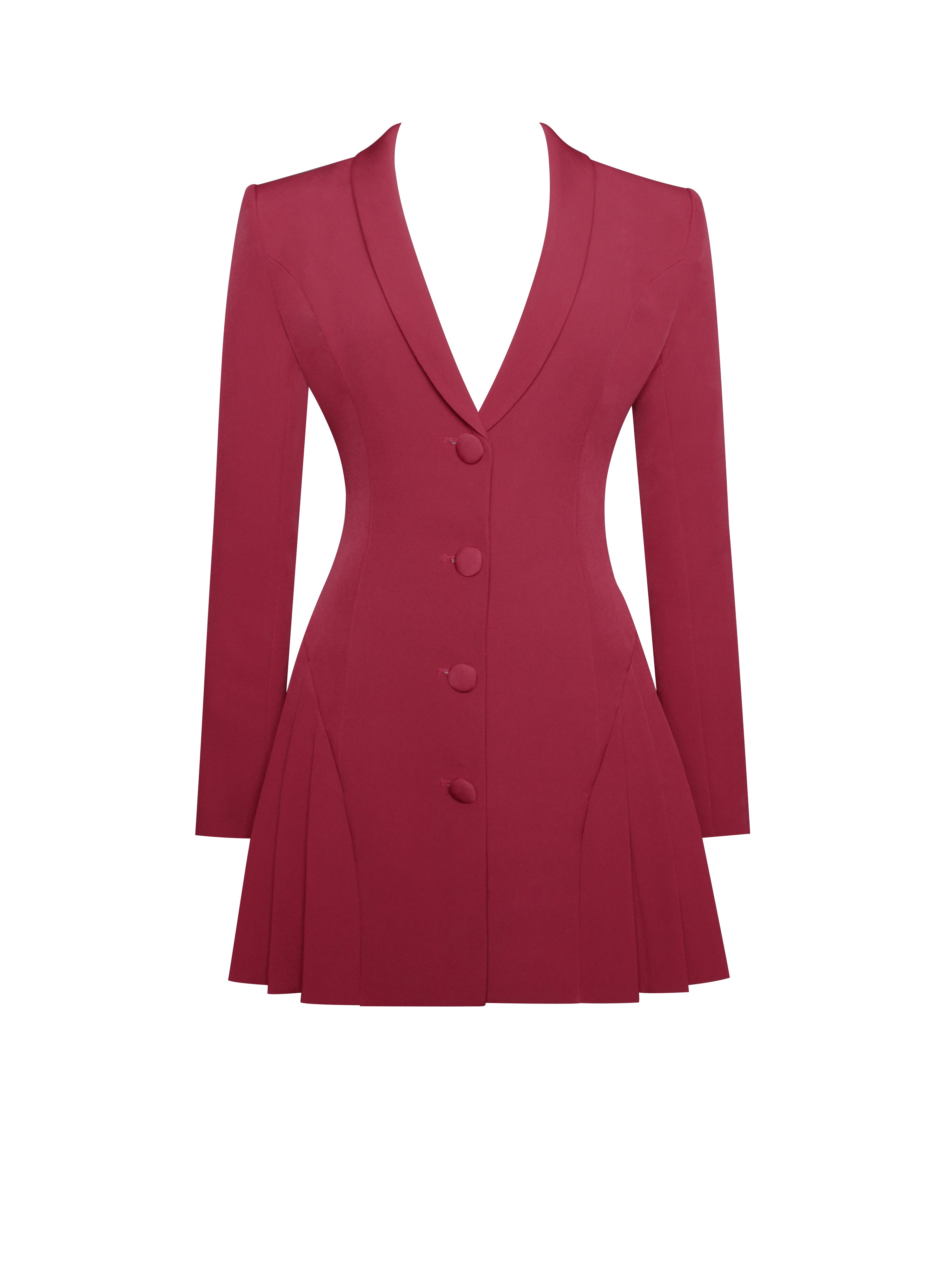 Delia Burgundy Blazer Dress with Pleated Detail