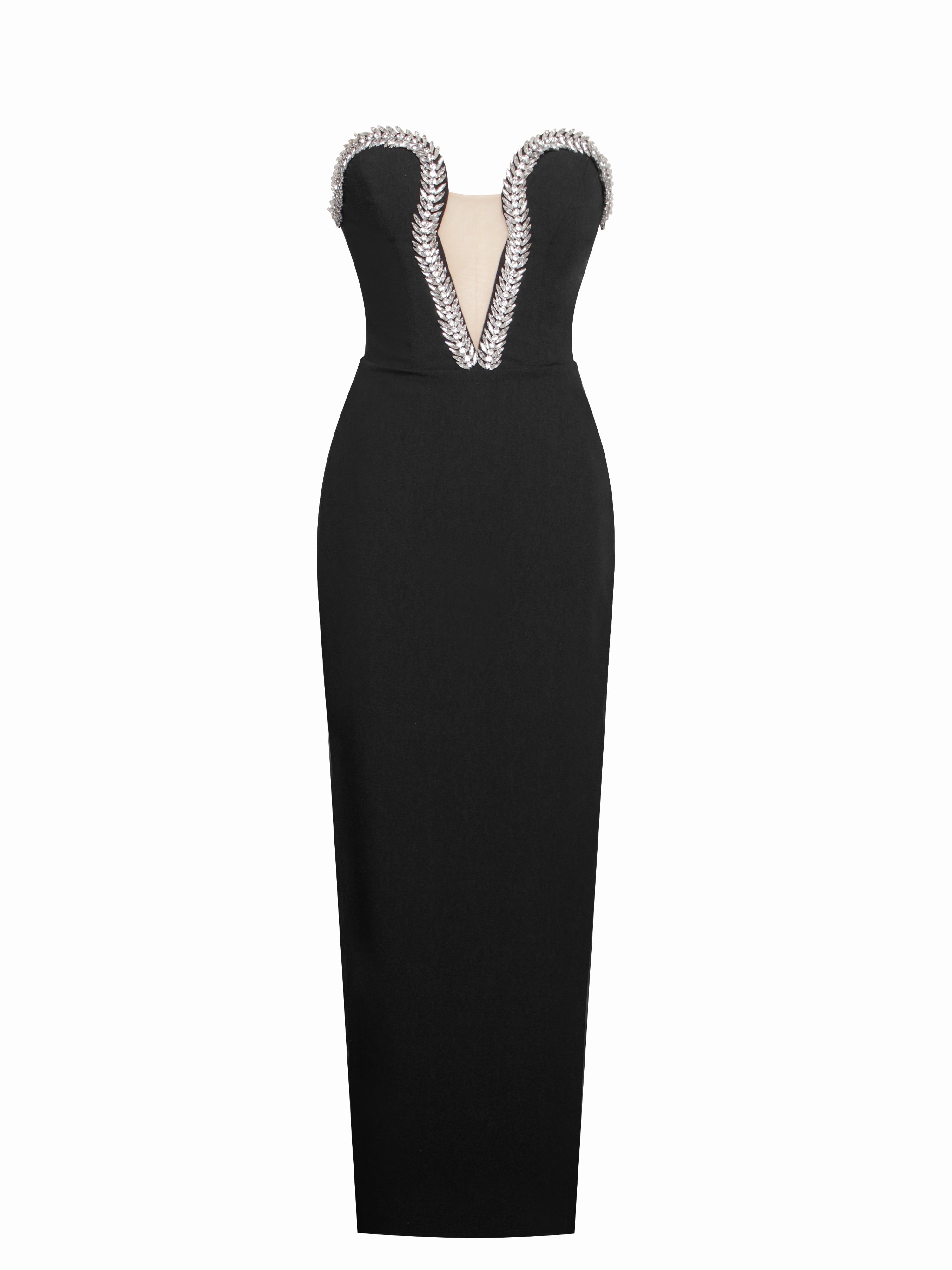 Miss Circle Women Ivanna Black Crystal Embellished Maxi Dress Miss Circle Women Ivanna Black Crystal Embellished Maxi Dress