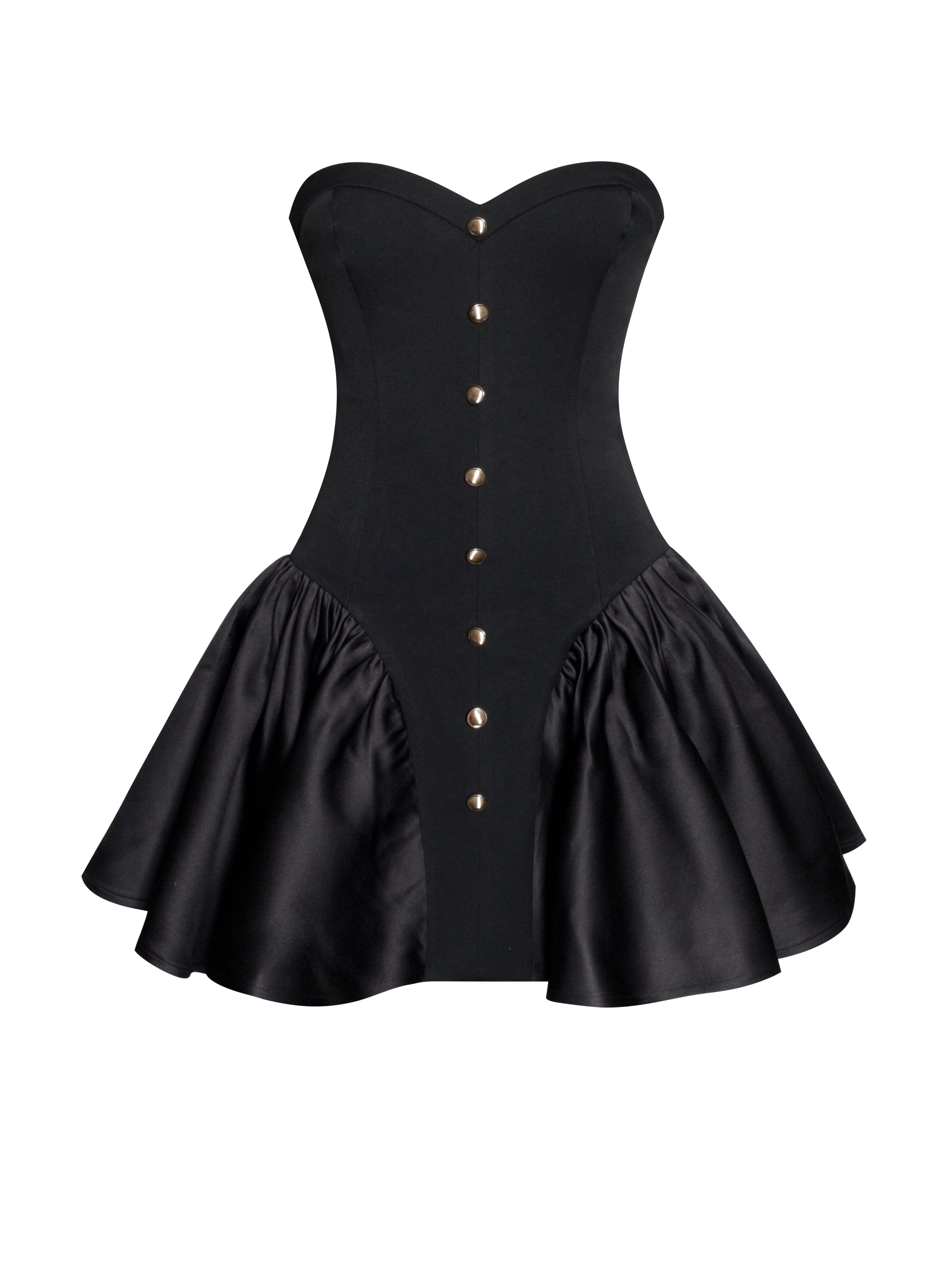 Kaden Black Drop Waist Mini Puffy Dress