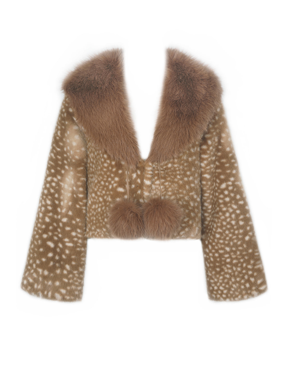 Mia Chestnut Faux Fur Bambi Print Mini Coat